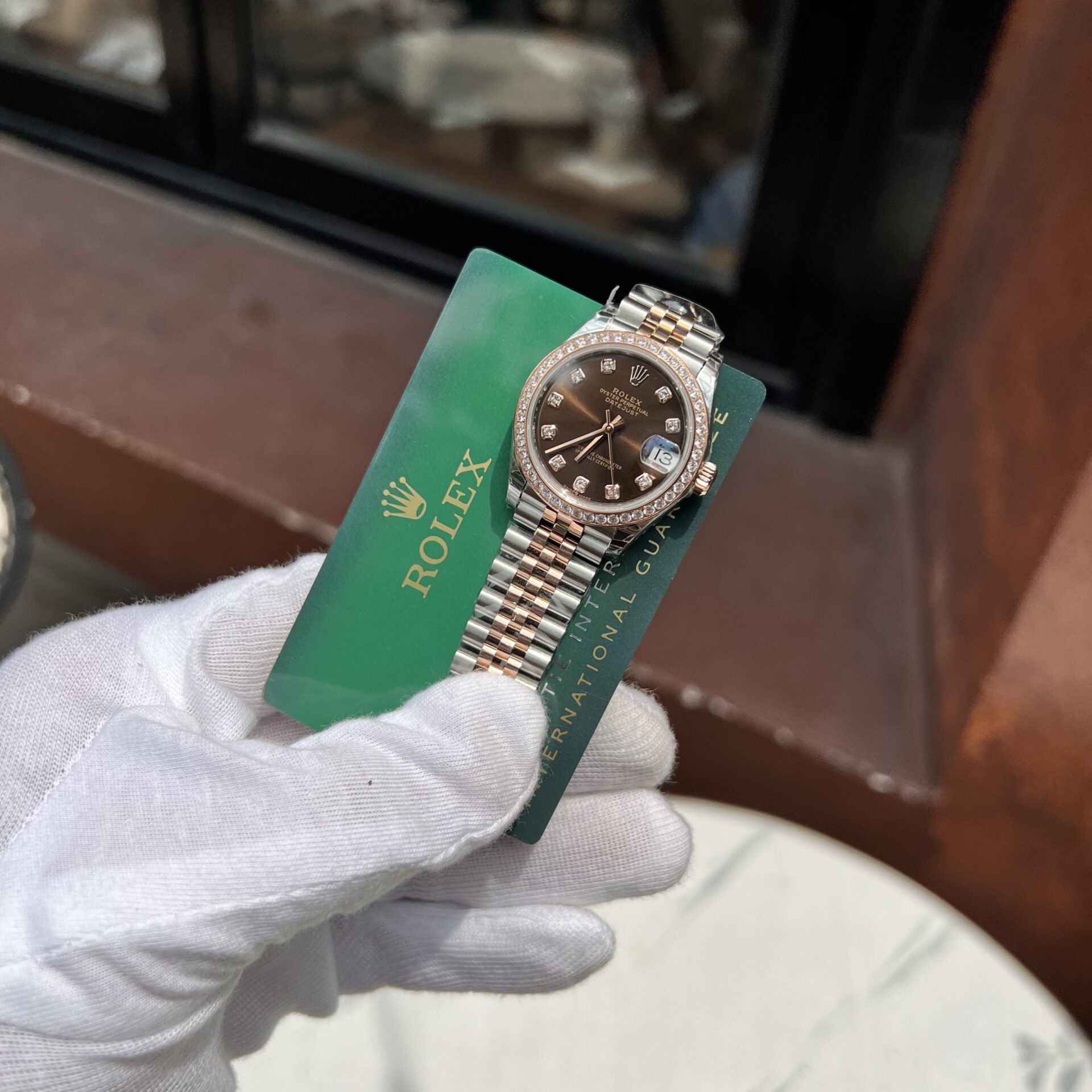 Rolex DateJust Women-s Replica Watch Chocolate Dial Diamond Bezel EW Factory 31mm - Soul Replicas