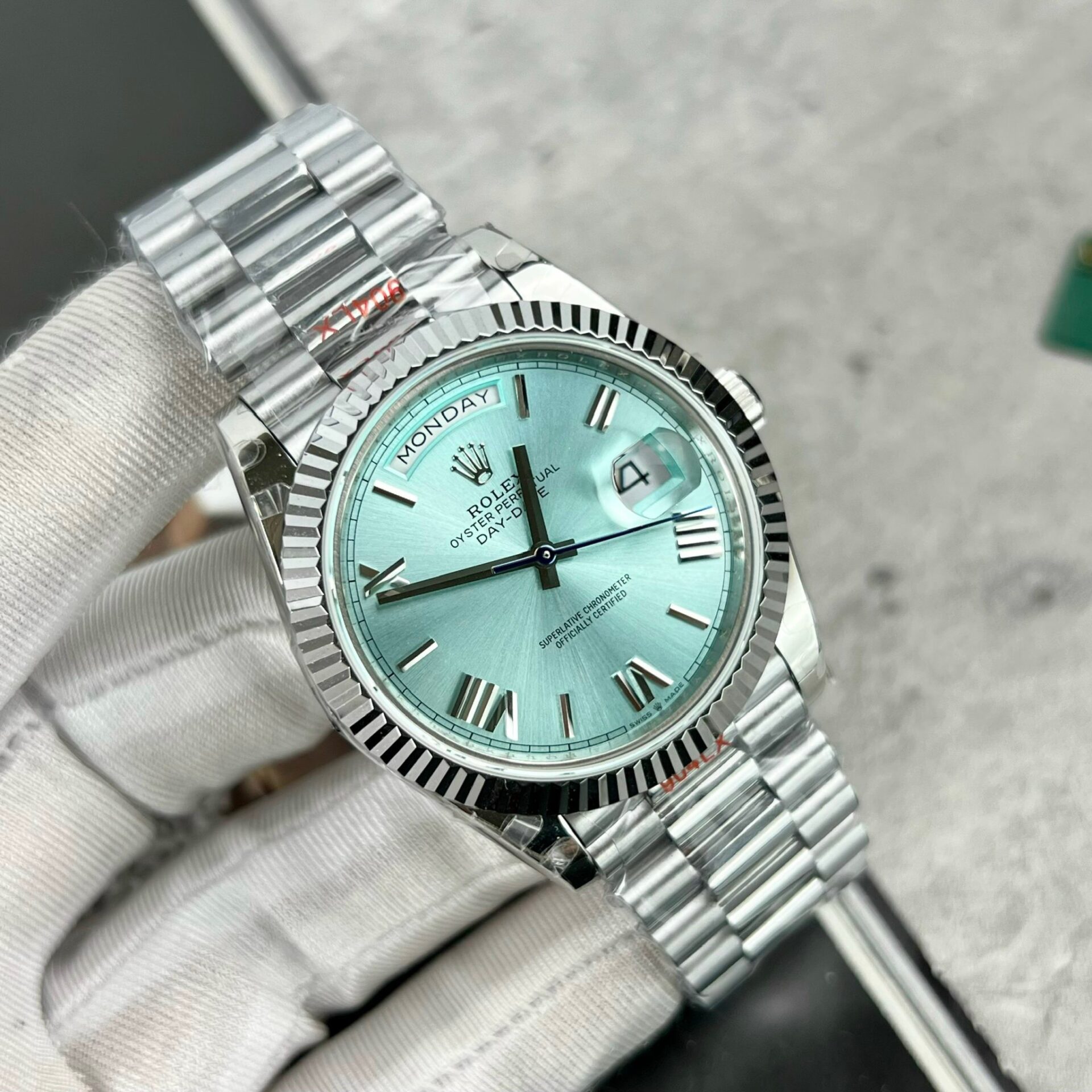 Rolex Day-Date 228236 Replica 11 Watch Ice Blue Dial GM Factory 40mm - Soul Replicas