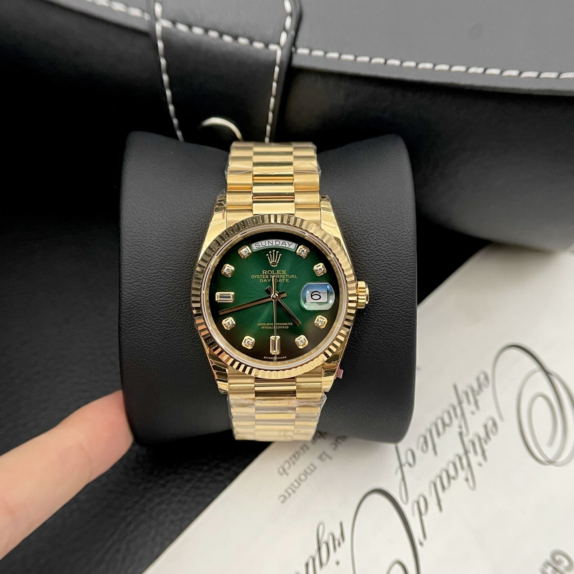 Rolex Day-Date Green Dial Gold Plated Best Replica Watch EW Factory 36mm - Soul Replicas