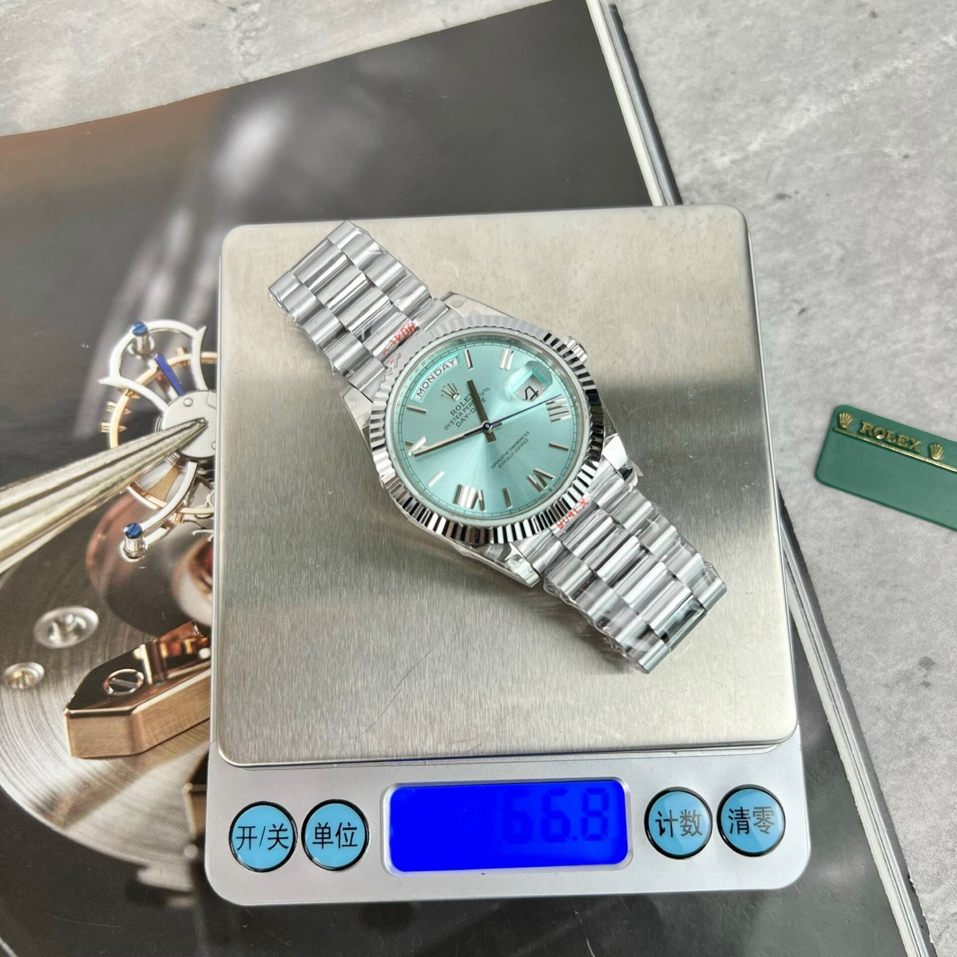 Rolex Day-Date 228236 Replica 11 Watch Ice Blue Dial GM Factory 40mm - Soul Replicas
