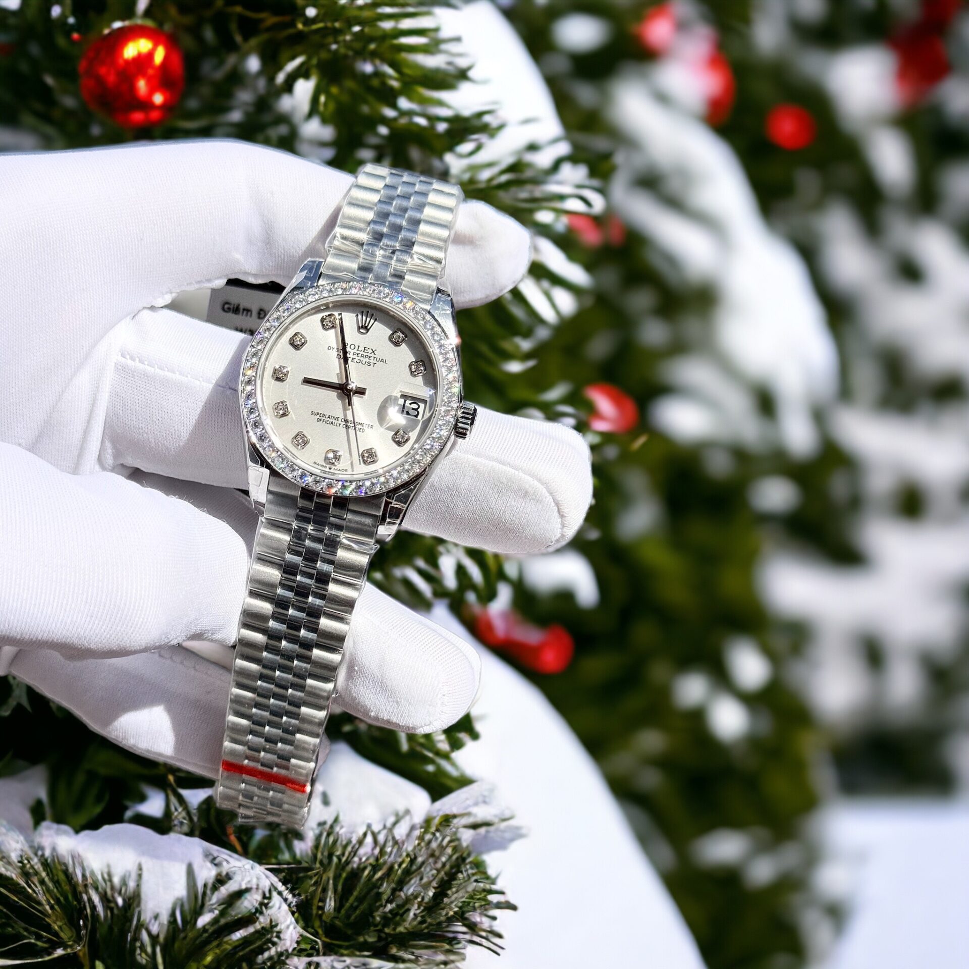 Rolex Fake Watch DateJust White Dial Custom Benzel Moissanite Diamonds 31mm - Soul Replicas