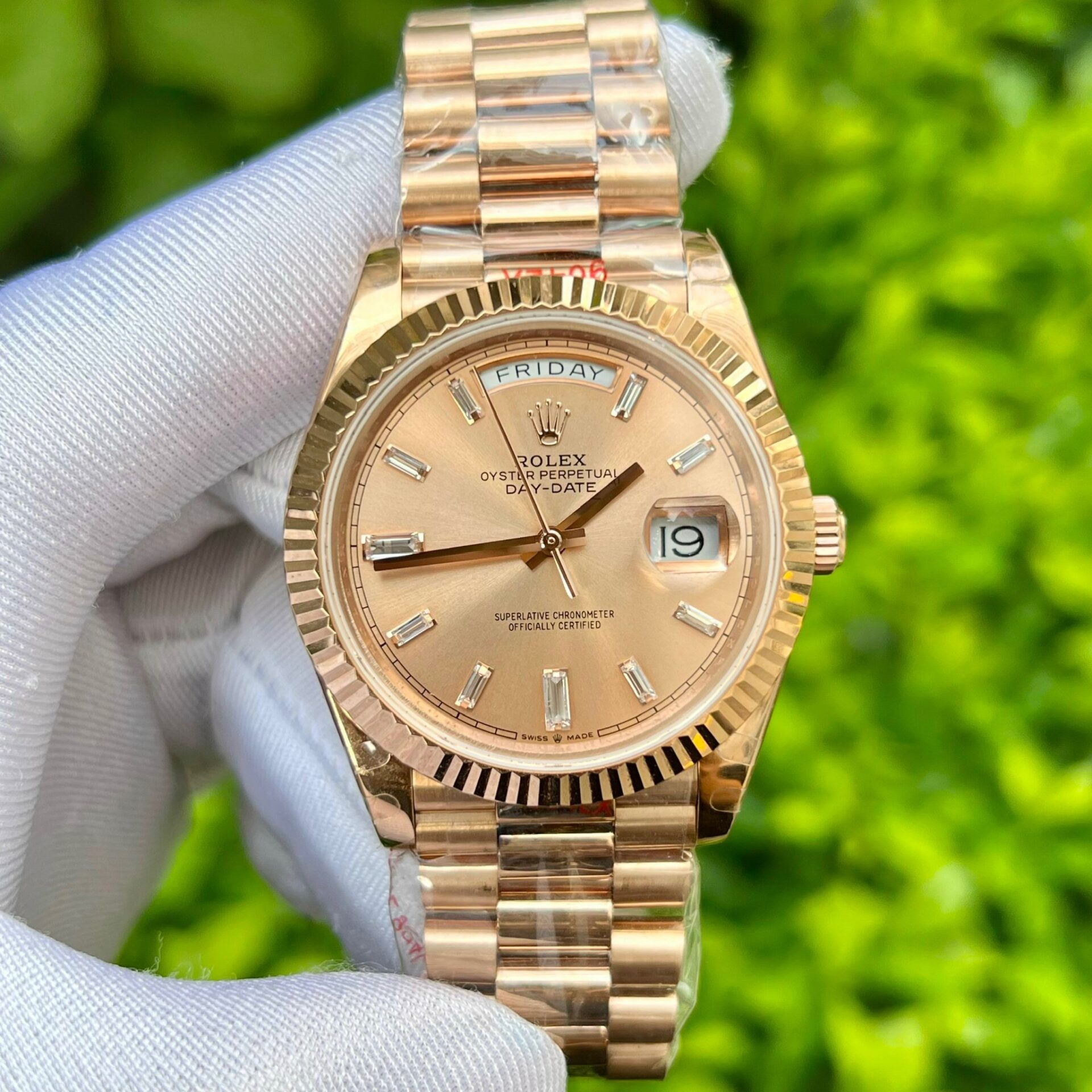 Rolex Day-Date 228235 Pink Dial Stone With Number GM Factory 40mm - Soul Replicas