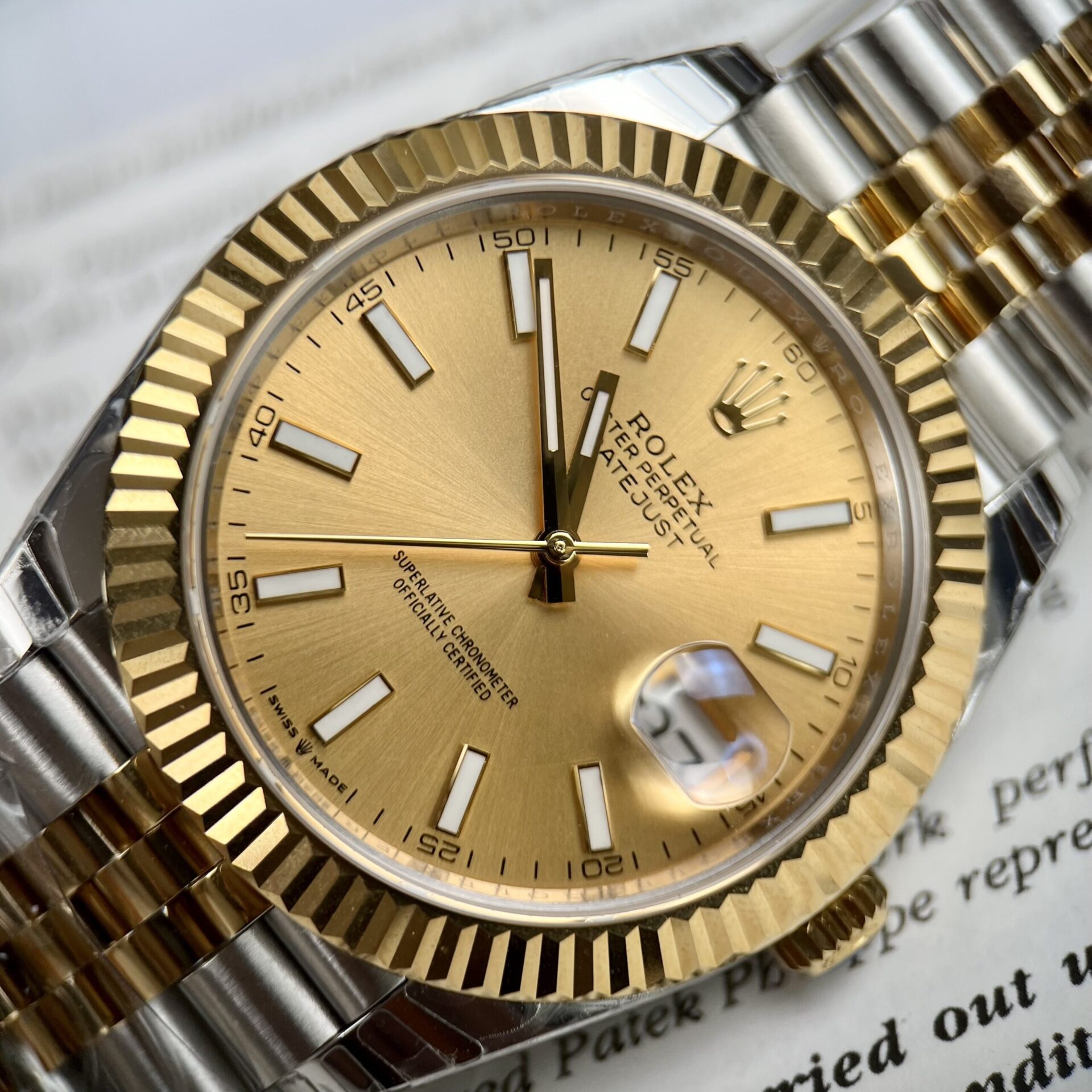 Rolex DateJust Replica Watch Yellow Dial EW Factory 36/41mm - Soul Replicas