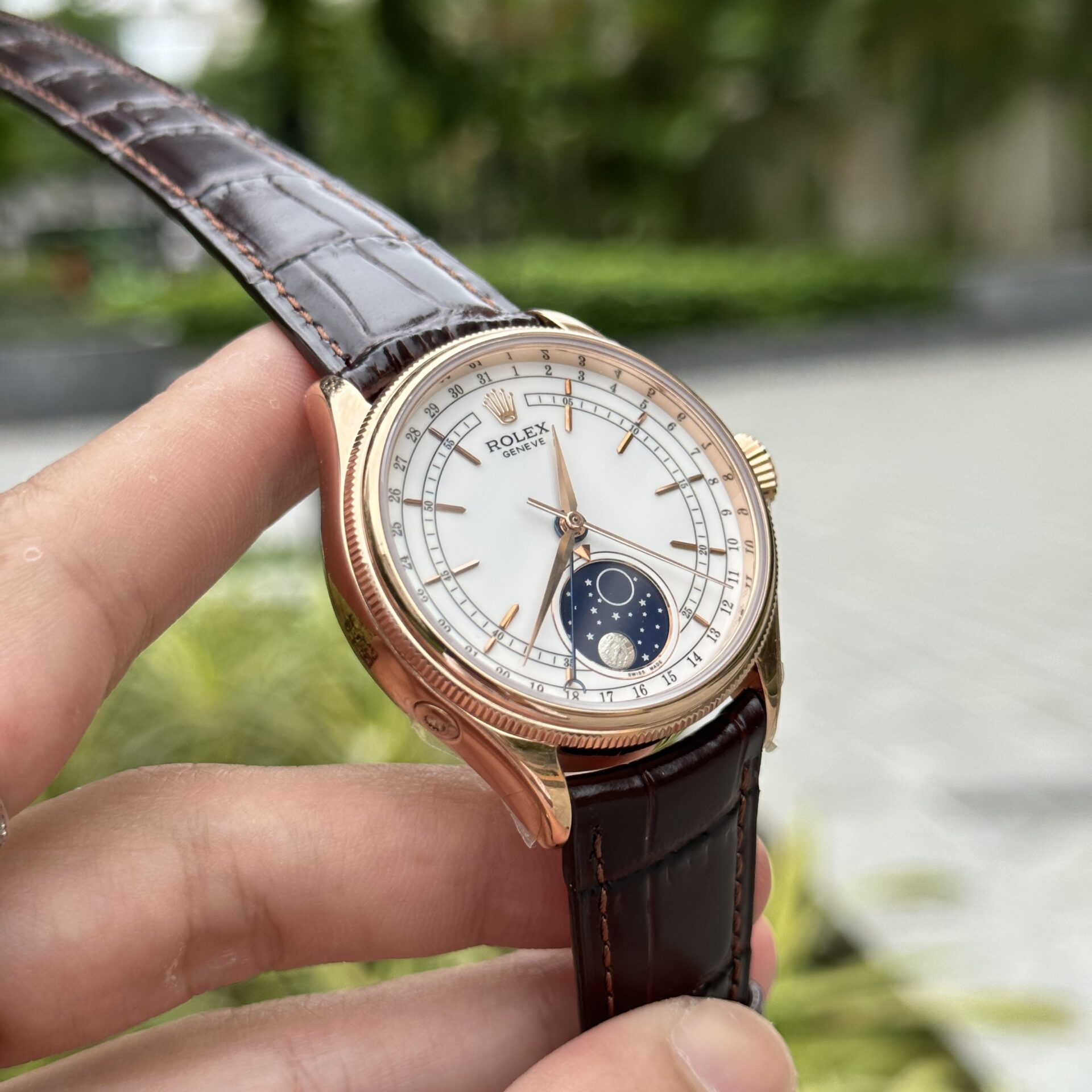 Rolex Replica 1:1 Watch Cellini Moonphase 50535 Leather Strap 39mm - Soul Replicas