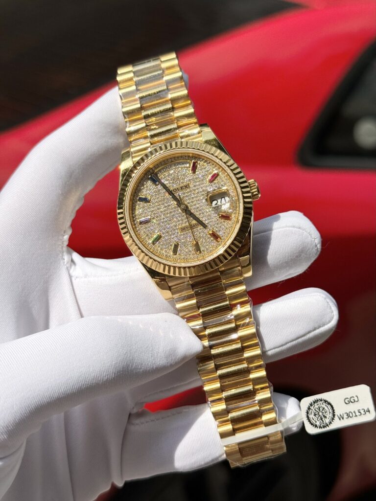 Rolex Day-Date Solid Gold Wrapped Replica Watch With Moissanite 40mm - Soul Replicas