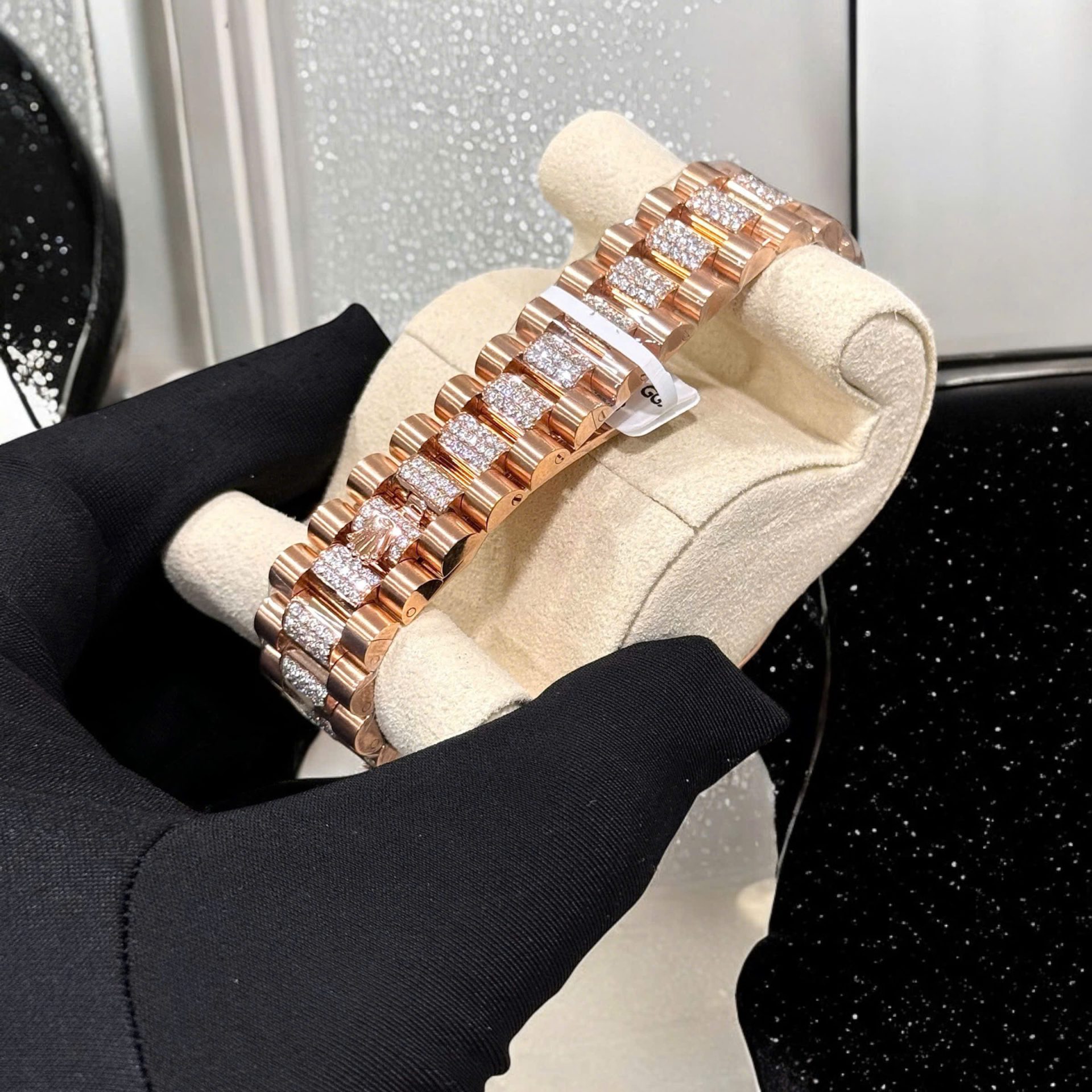 Rolex Day-Date Replica Watch Gold Wrapped Moissanite Diamonds Hong Kong 36mm - Soul Replicas