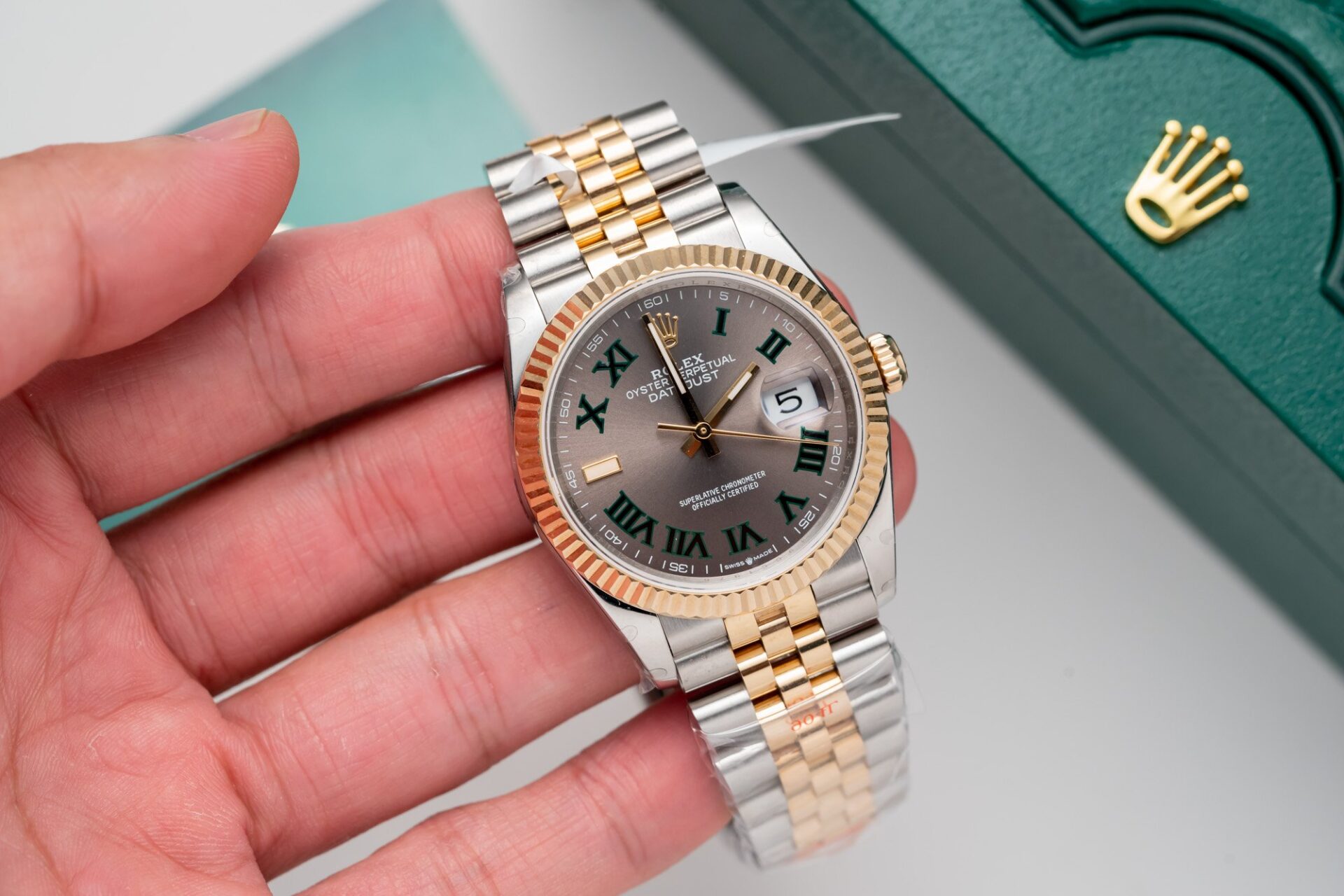 Rolex Replica Watch DateJust Dial Wimbledon Gold Wrapped GM Factory 36mm - Soul Replicas