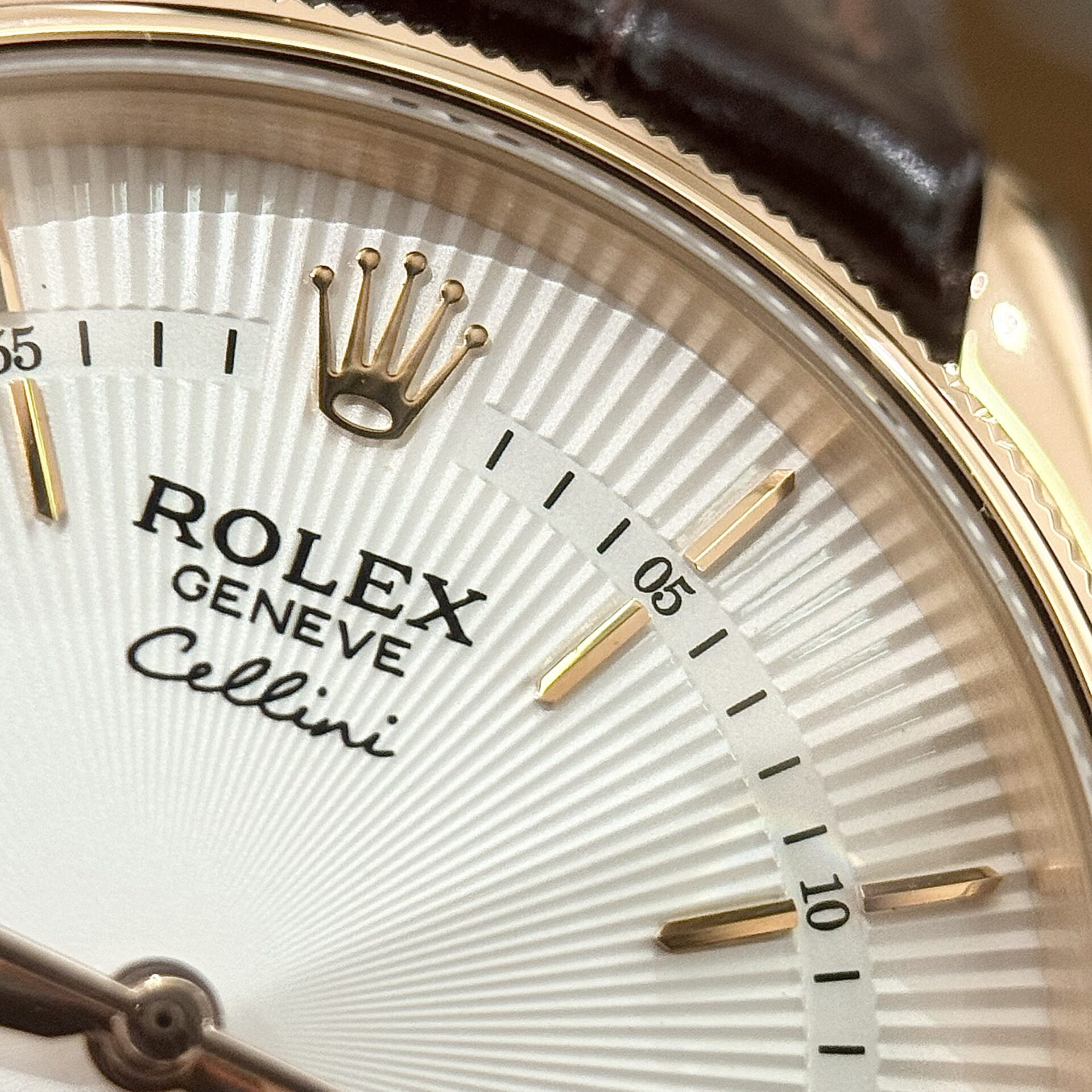 Rolex Cellini 50525 Replica Watch Rose Gold Brown Strap 39mm - Soul Replicas