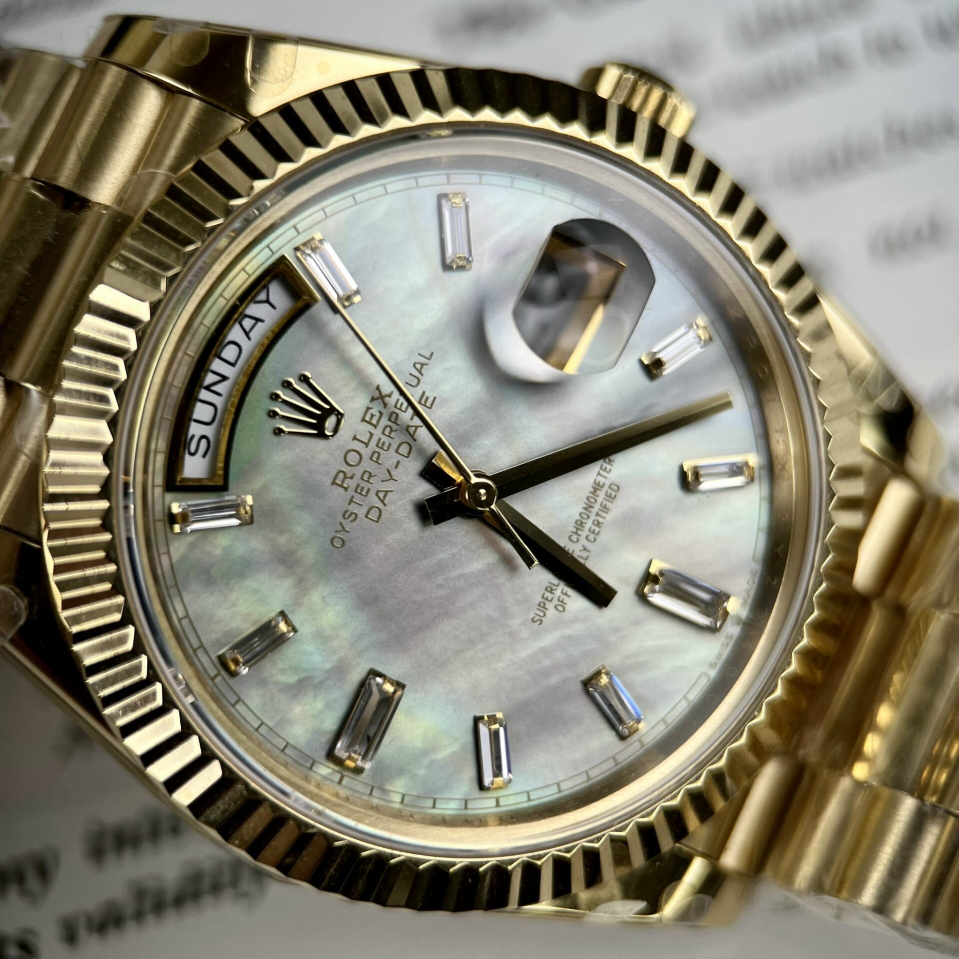 Rolex Day-Date Clone Watch Mother Of Pearl Dial TW Factory 40mm - Soul Replicas