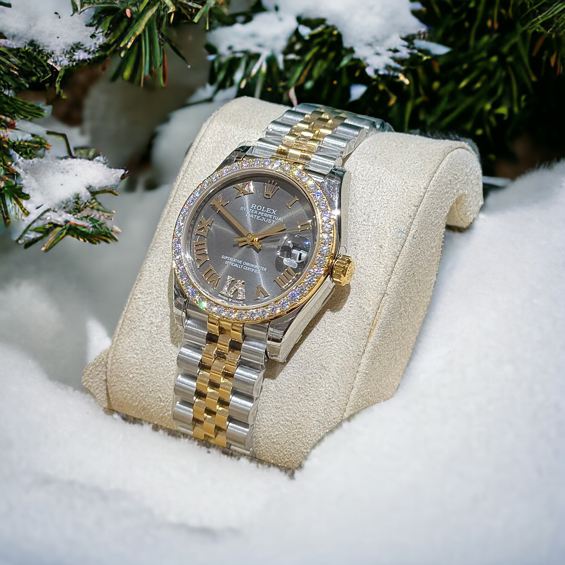 Rolex DateJust Moissanite Diamond Replica Watch Gray Dial 31mm - Soul Replicas