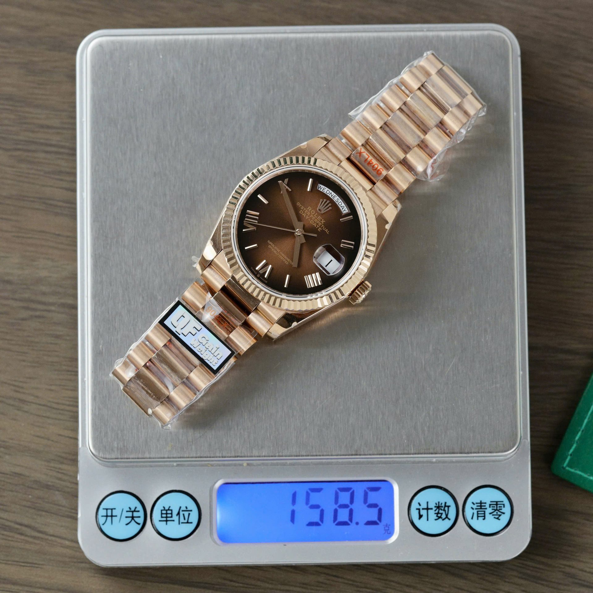 Rolex Day-Date 128235 Replica Watch Dial Chocolate Weight 158gram QF Factory 36mm - Soul Replicas