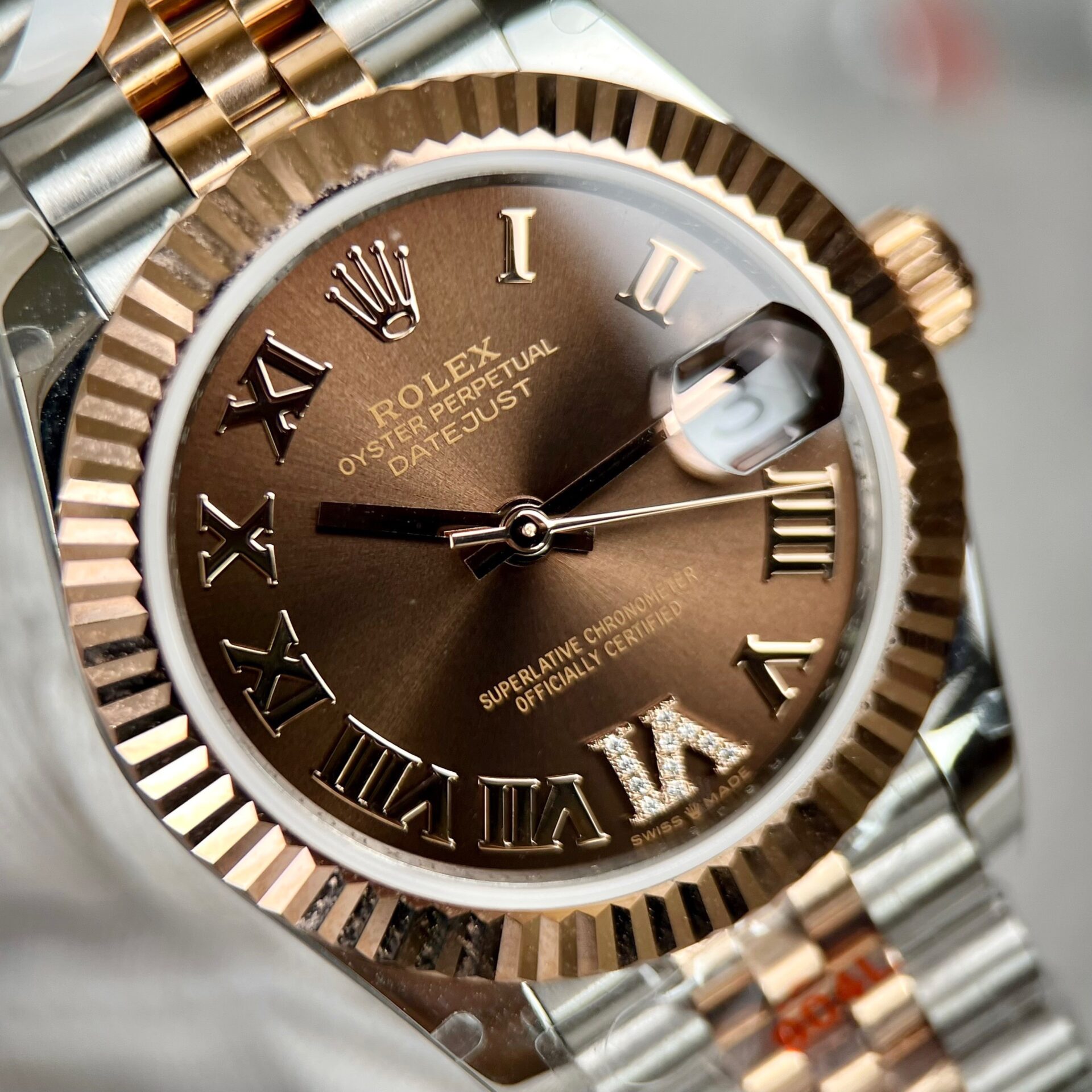 Rolex DateJust Replica Watch Gold Wrapped Chocolate Dial GM 31mm - Soul Replicas