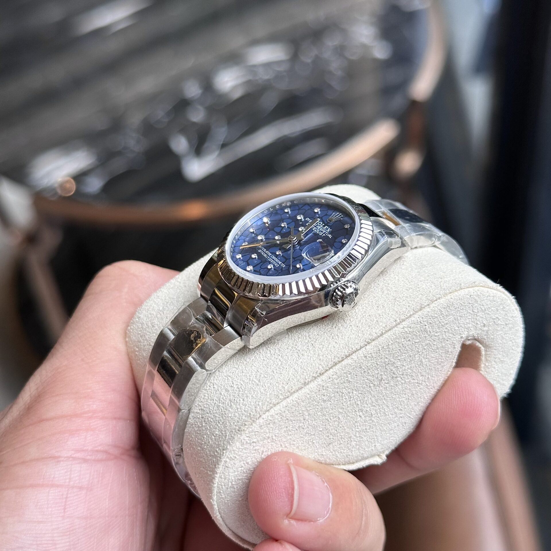 Rolex DateJust Replica Women-s Watch 11 Blue Leaf Dial 31mm - Soul Replicas