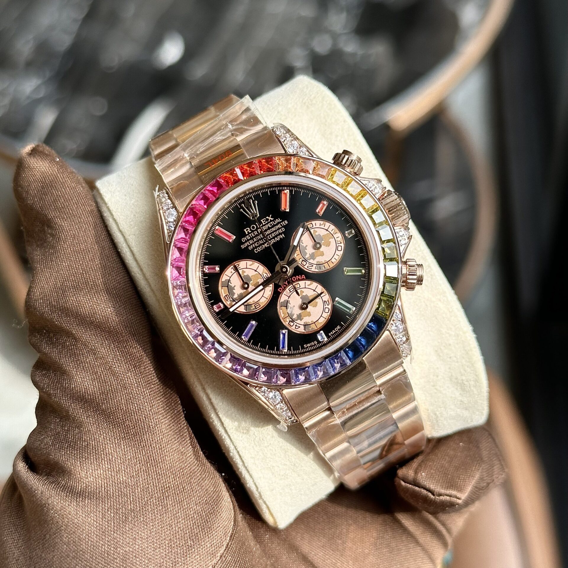 Rolex Fake Watch Daytona Rainbow Black Dial TW Factory 40mm - Soul Replicas