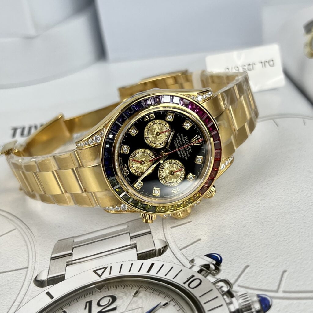 Rolex Best Replica Watch Daytona Rainbow Gold Wrapped And Moissanite Diamond Custom 40mm - Soul Replicas