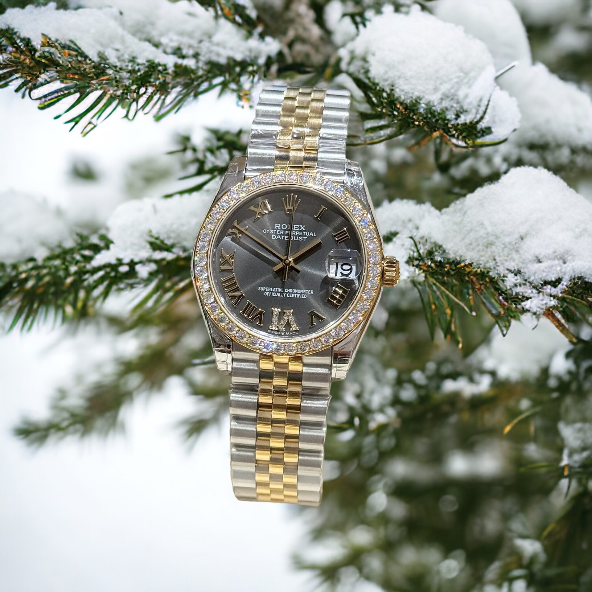 Rolex DateJust Moissanite Diamond Replica Watch Gray Dial 31mm - Soul Replicas