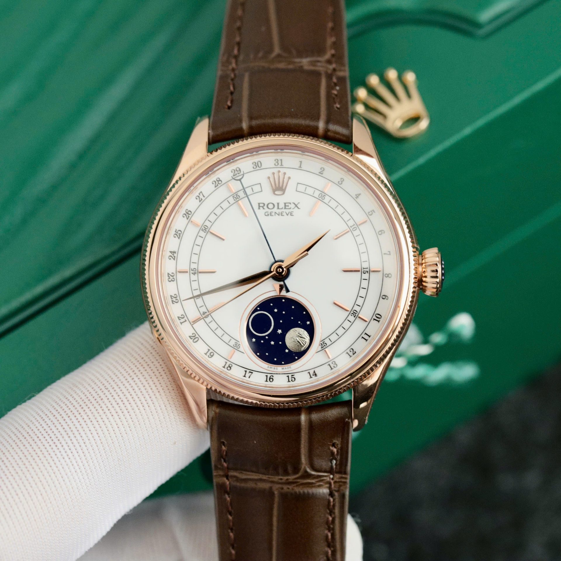 Rolex Cellini Moonphase 50535 Replica Watch Leather Strap 39mm - Soul Replicas