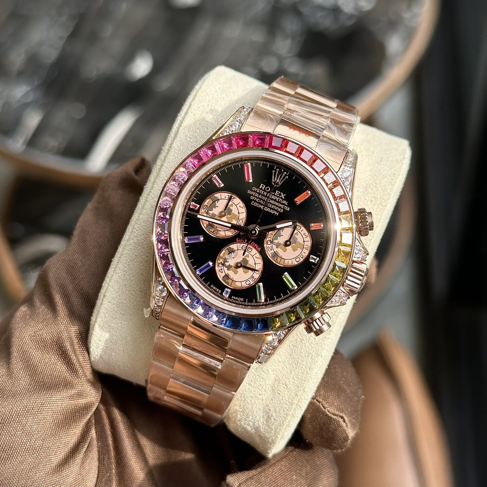 Rolex Fake Watch Daytona Rainbow Black Dial TW Factory 40mm - Soul Replicas