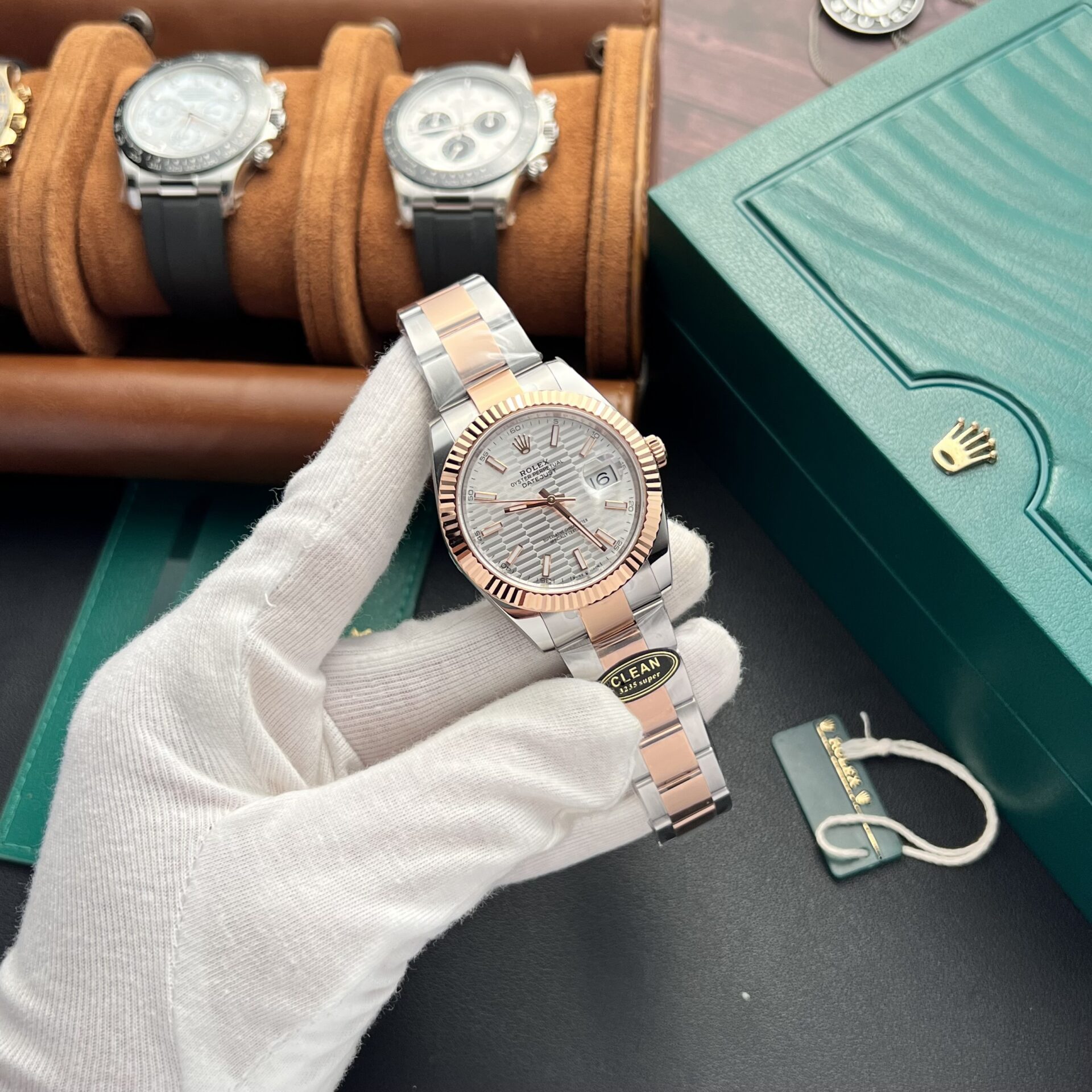 Rolex DateJust Silver Gold Dial Replica 1:1 Watch Demi Clean Factory 41mm - Soul Replicas