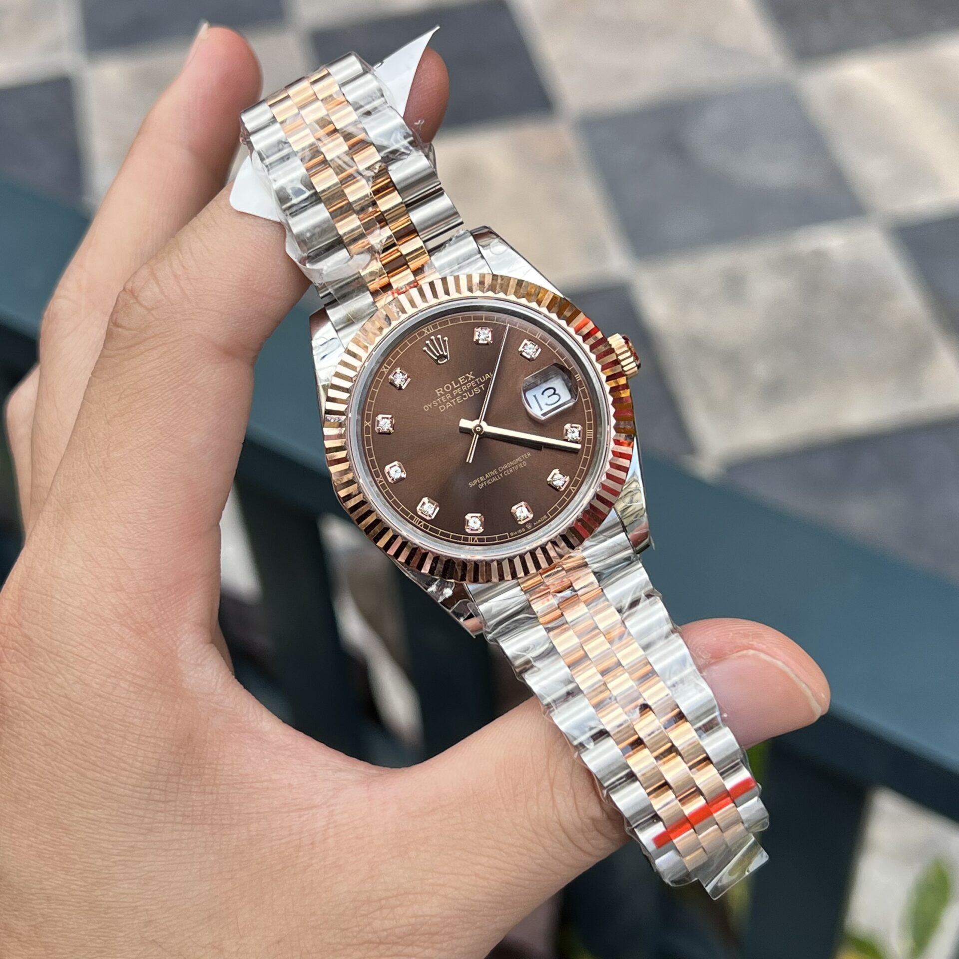 Rolex DateJust Replica Watch 18K Rose Gold Wrapped Chocolate Dial GMF 41mm - Soul Replicas