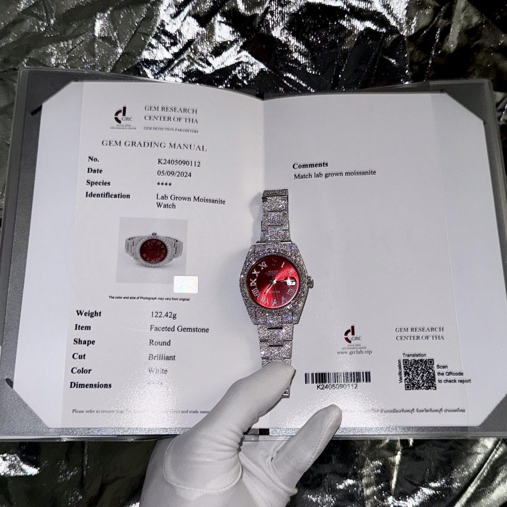 Rolex Best Replica Watch DateJust Supreme Custom Moissanite Diamonds Red Dial 41mm - Soul Replicas