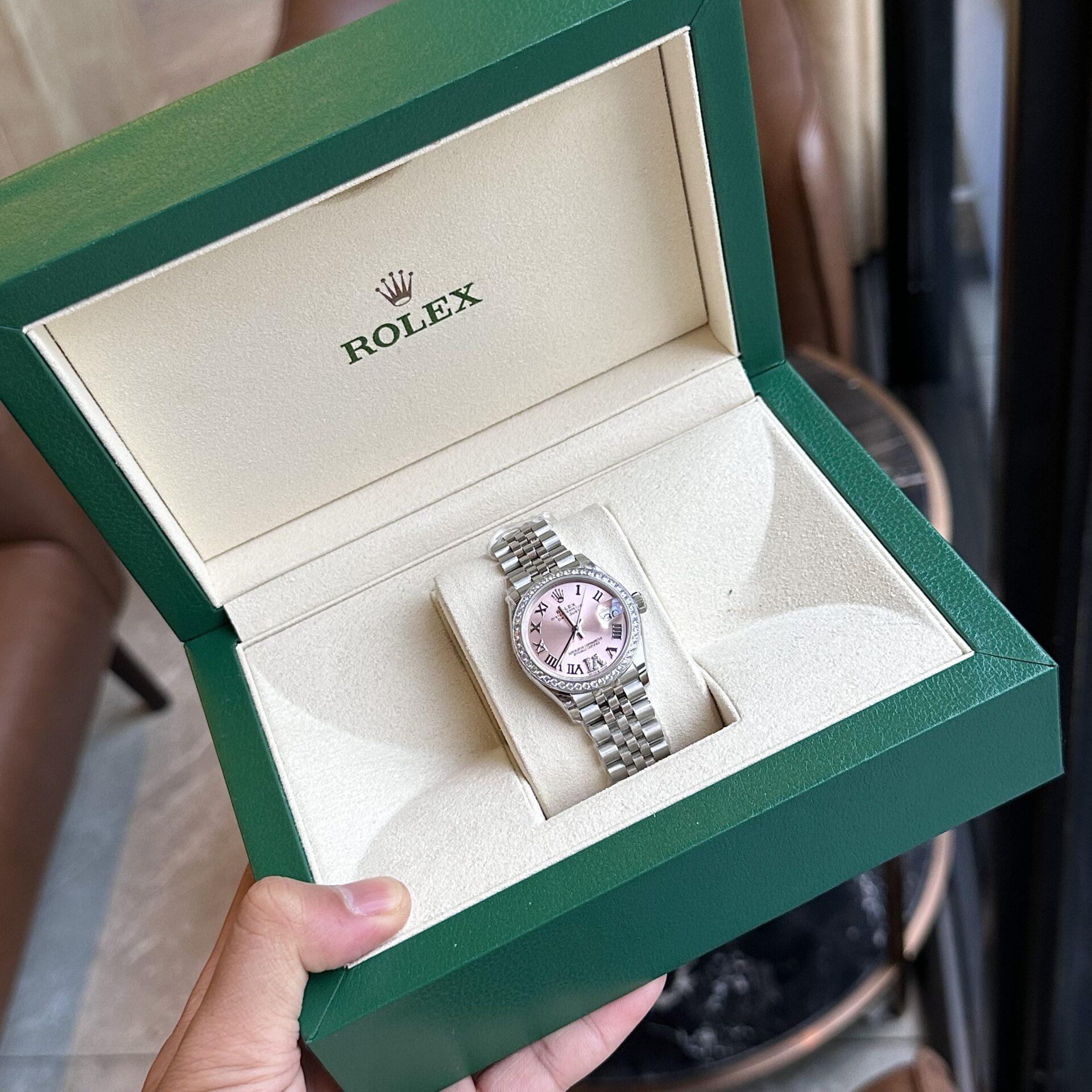 Rolex DateJust With Diamonds Pink Dial Replica Women-s Watch EW 31mm - Soul Replicas