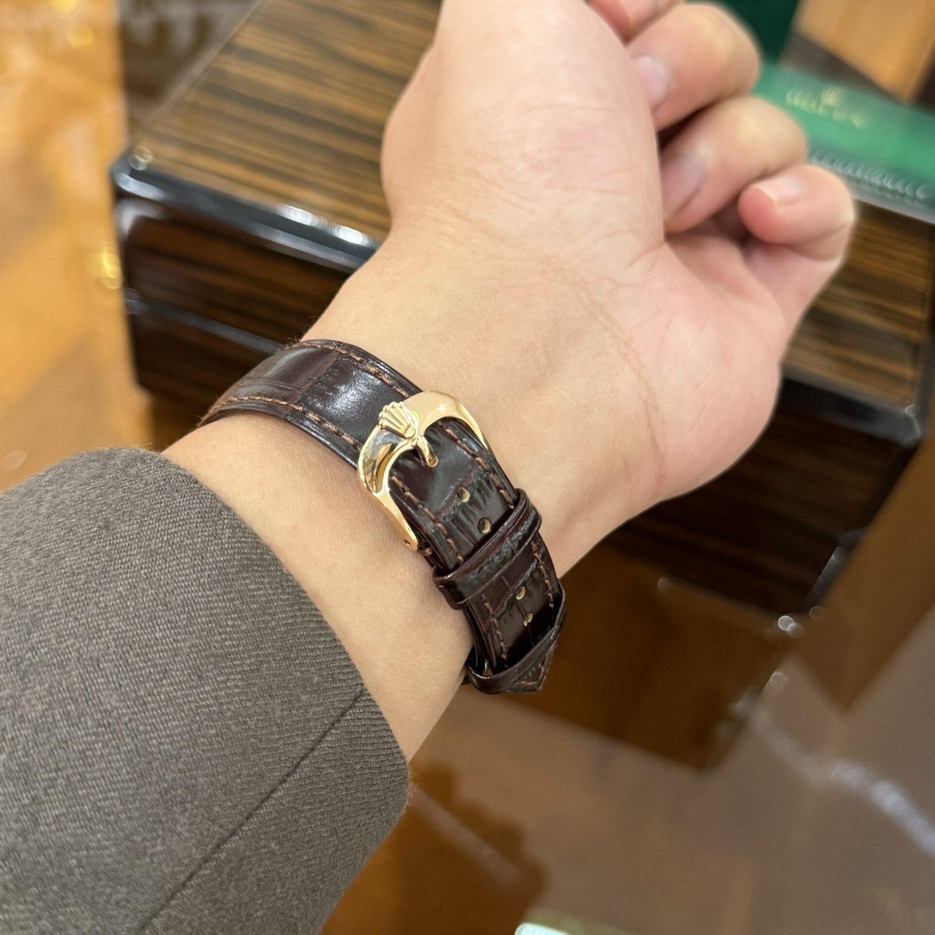 Rolex Cellini 50525 Replica Watch Rose Gold Brown Strap 39mm - Soul Replicas