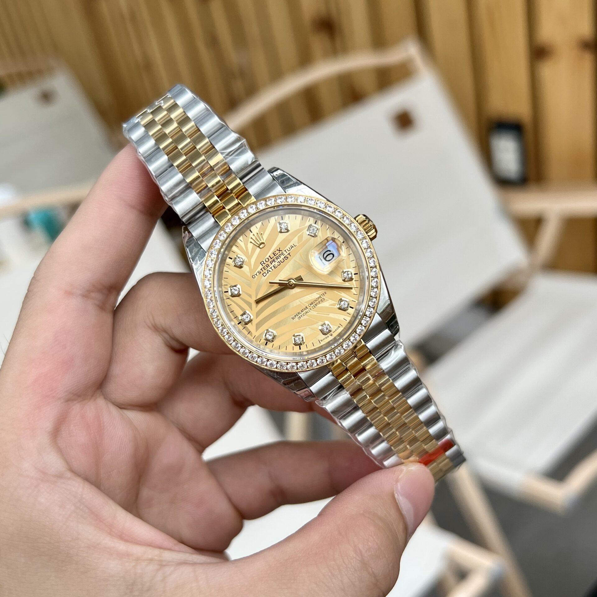 Rolex DateJust 126283RBR Palm Leaf Dial Gold Rep 11 Watch 36-41mm - Soul Replicas