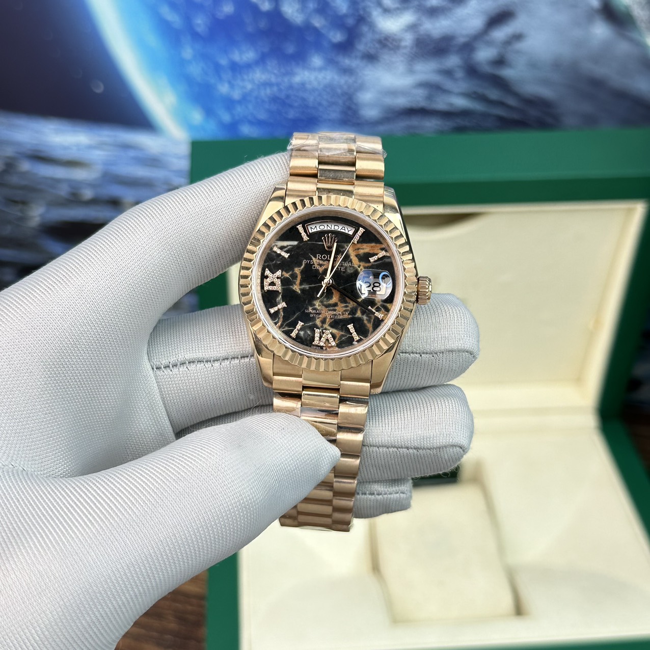Rolex Fake Watch Day-Date Rose Gold Lava Dial BP Factory 40mm - Soul Replicas