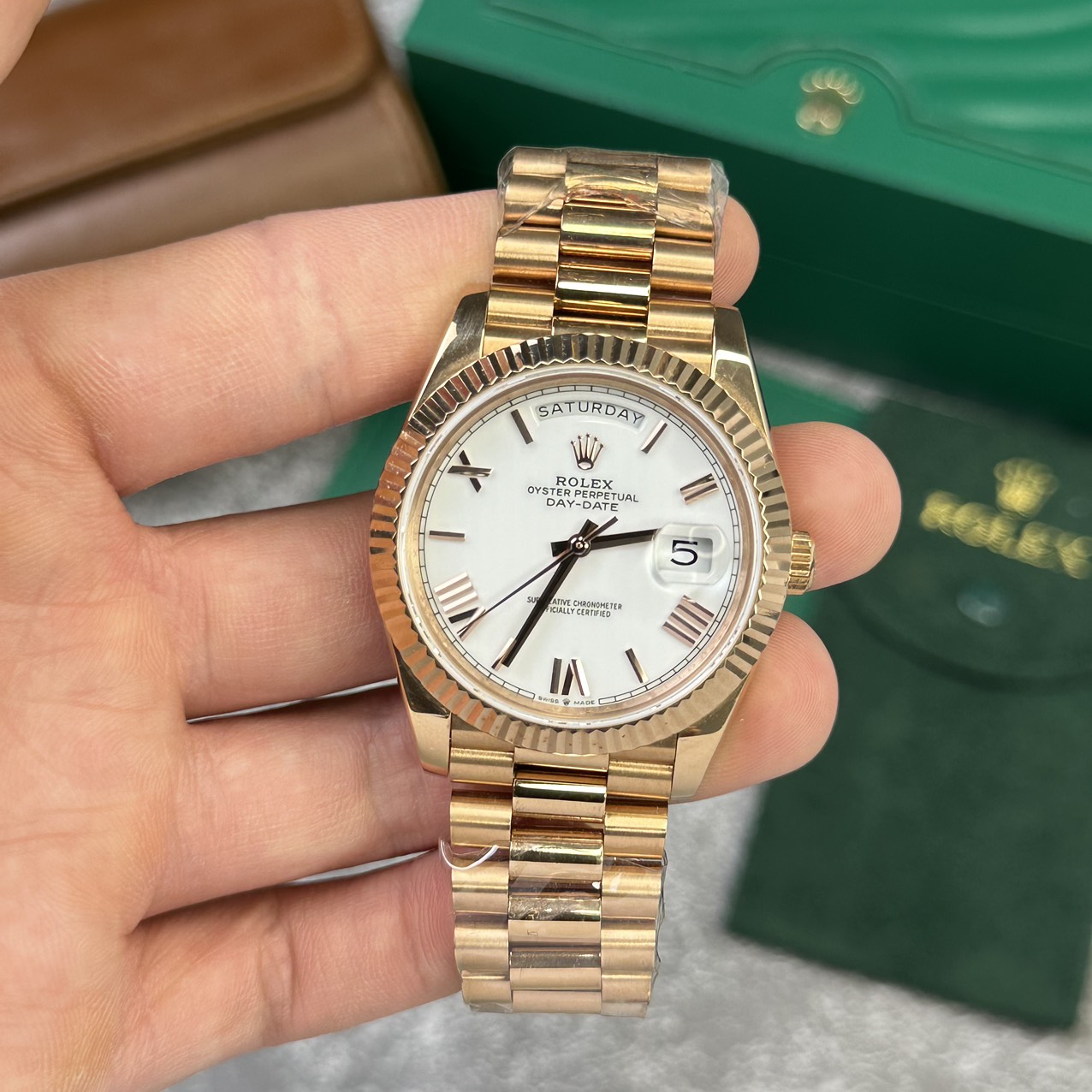 Rolex Replica Watch Day-Date 228235 Rose Gold White Dial V2 GM Factory 40mm - Soul Replicas