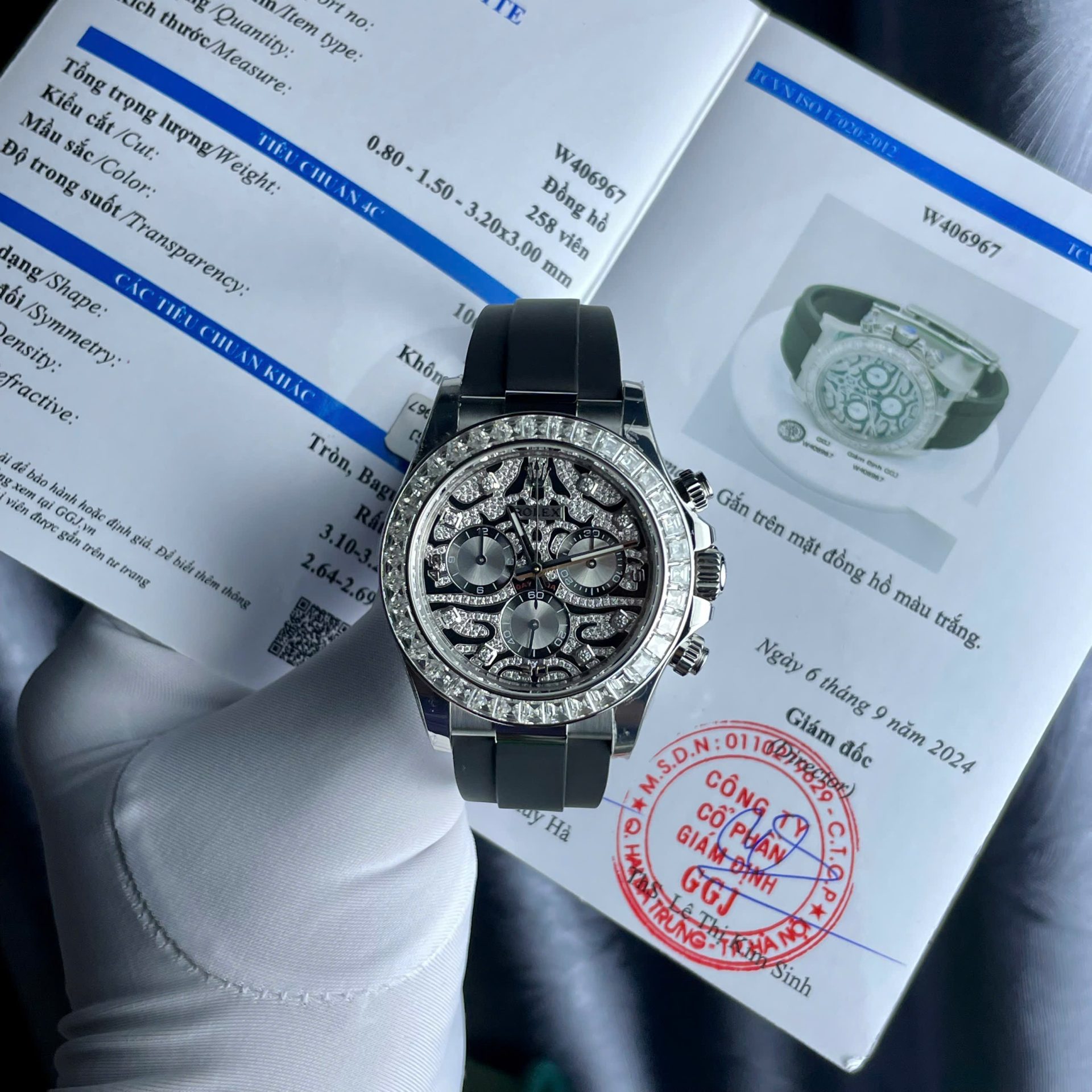 Rolex Cosmograph Daytona Eye Of The Tiger Replica Watch Custom Moissanite Baguette Diamonds 40mm - Soul Replicas