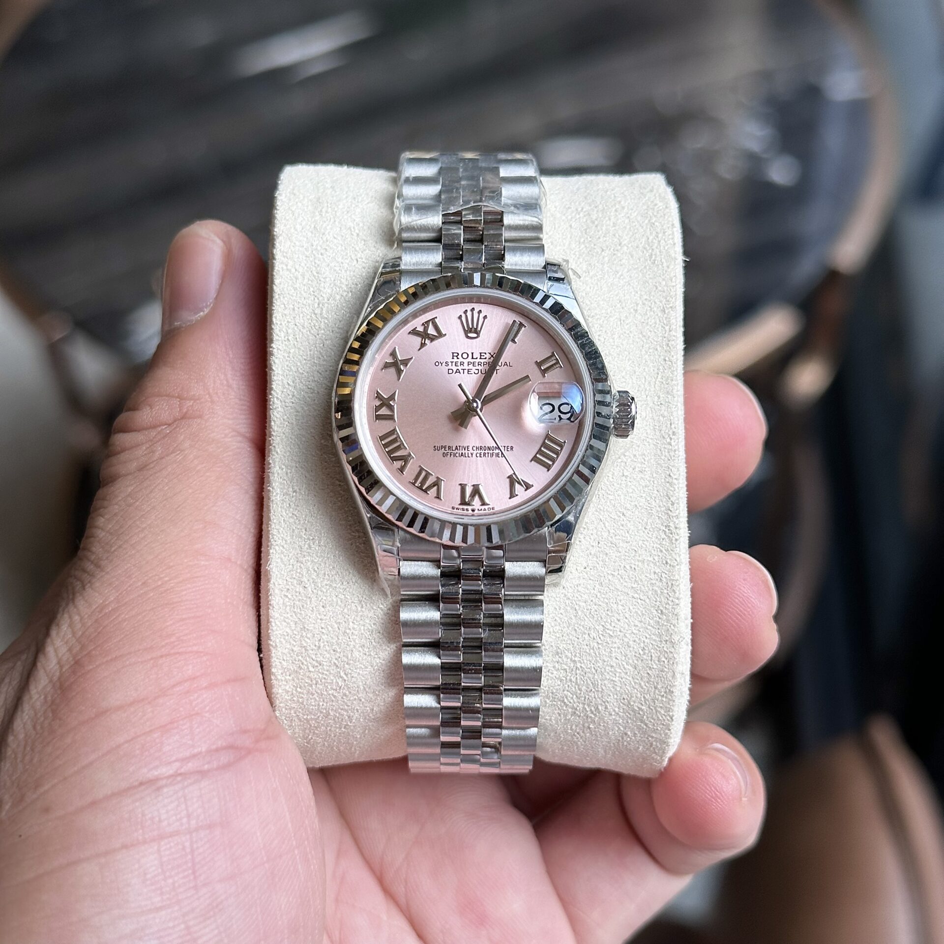 Rolex DateJust Pink Dial Replica Women-s Watch Roman Numerals EW 31mm - Soul Replicas