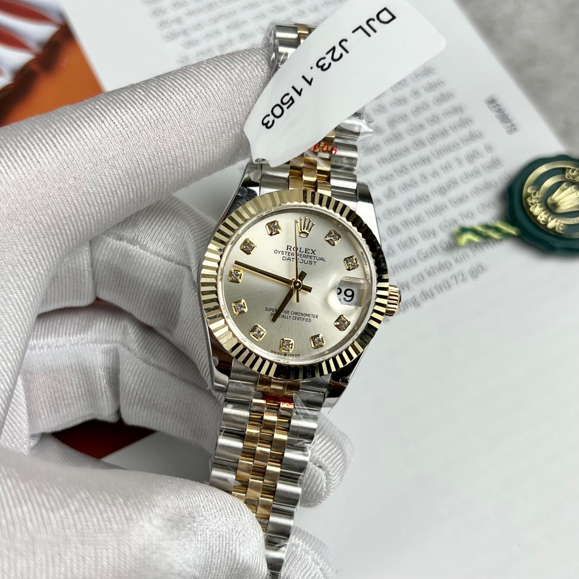 Rolex DateJust Replica Watch 18K Gold Wrapped White Dial GM Factory 31mm - Soul Replicas