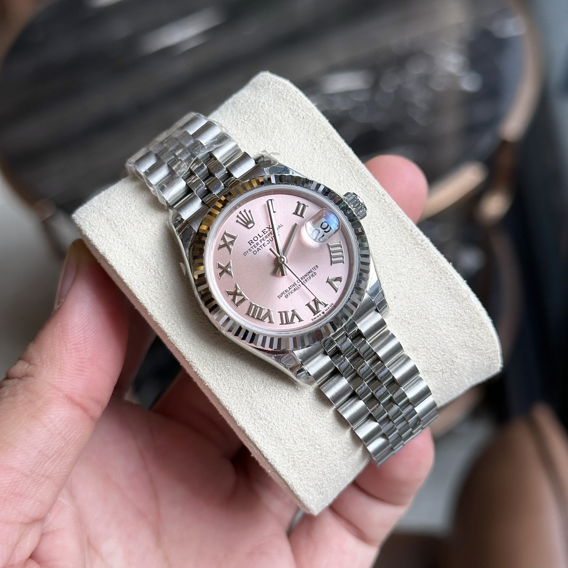 Rolex DateJust Pink Dial Replica Women-s Watch Roman Numerals EW 31mm - Soul Replicas