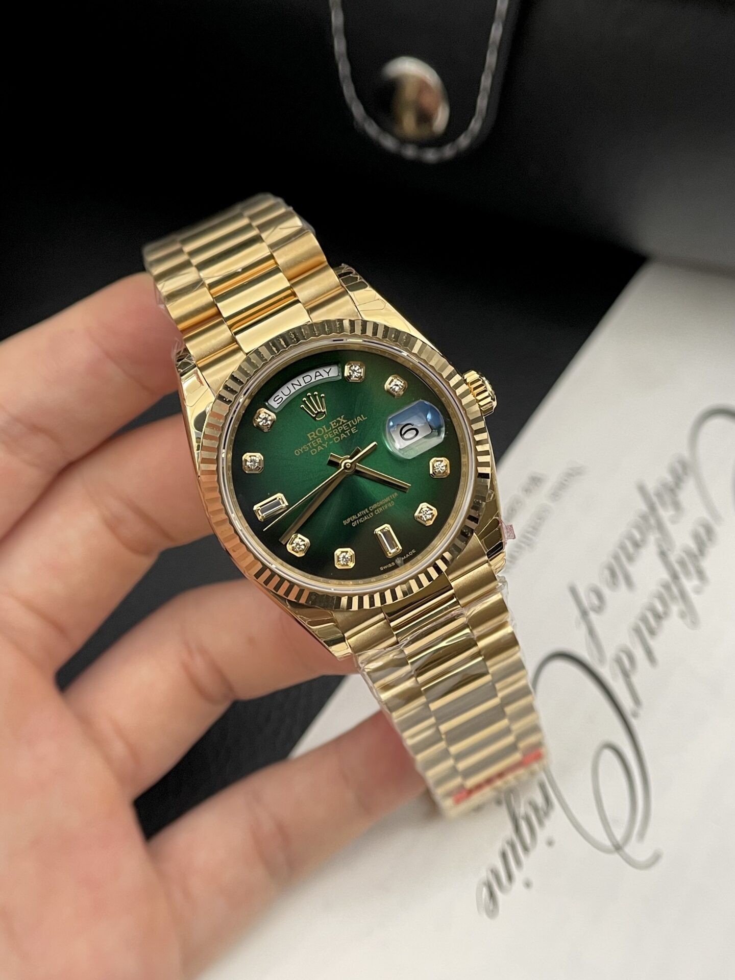 Rolex Day-Date Green Dial Gold Plated Best Replica Watch EW Factory 36mm - Soul Replicas