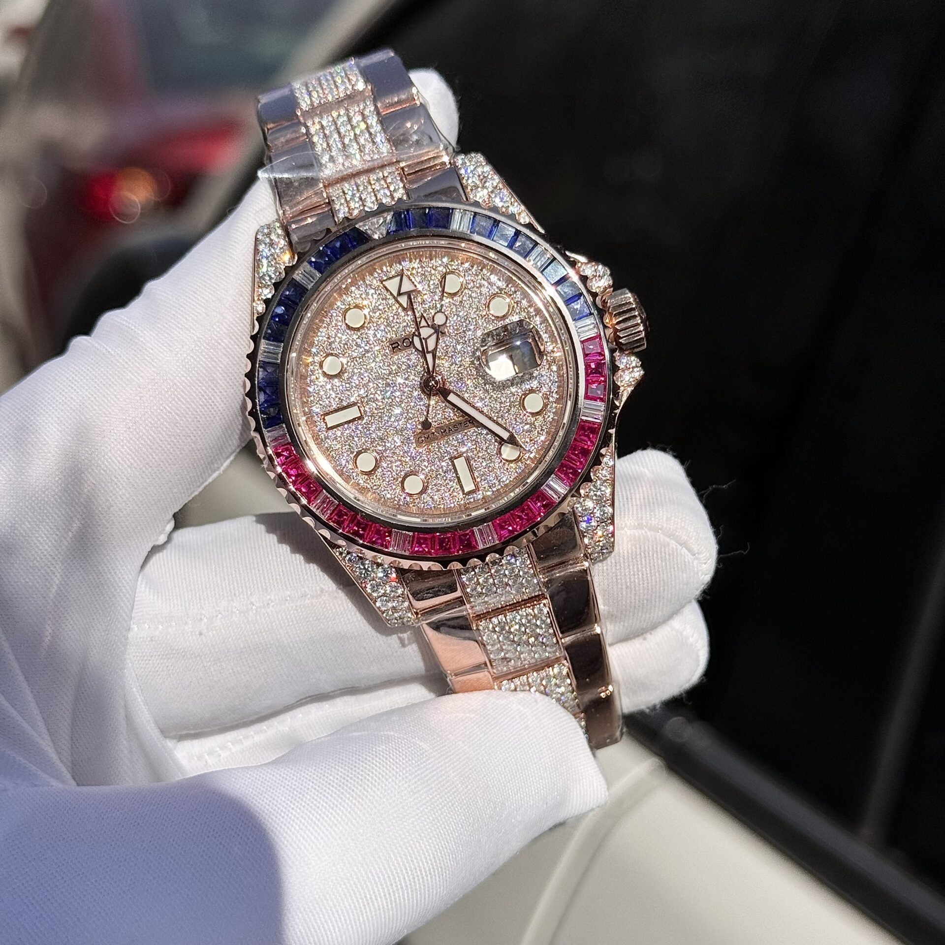 Rolex GMT-Master II 126755 SARU-DIAO Gold Wrapped Moissanite Sapphire Replica Watch 40mm - Soul Replicas