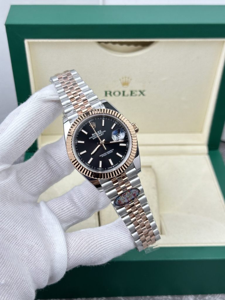 Rolex Replica Watch DateJust 126331 Demi Rose Gold Black Dial Clean Factory 41mm - Soul Replicas