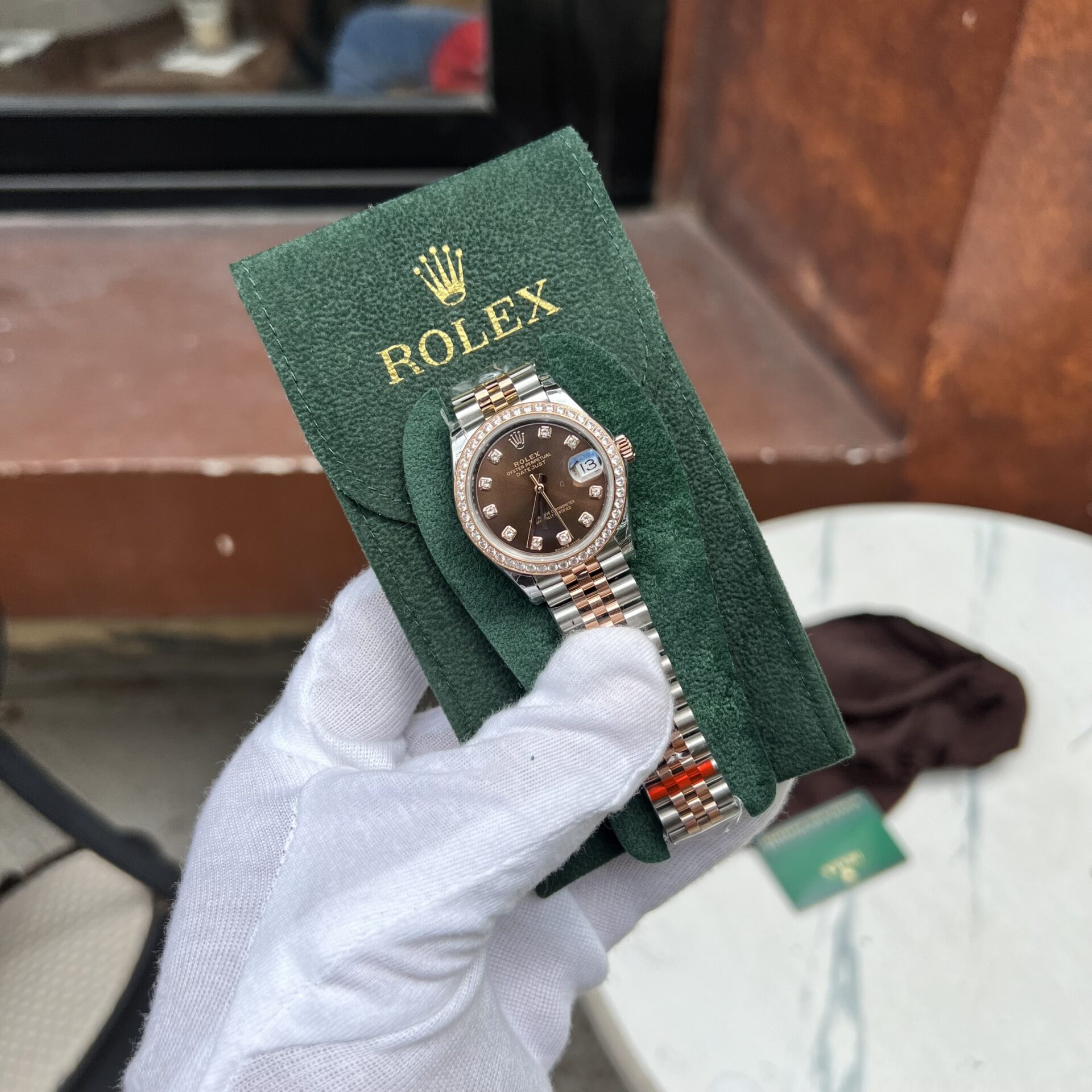 Rolex DateJust Women-s Replica Watch Chocolate Dial Diamond Bezel EW Factory 31mm - Soul Replicas