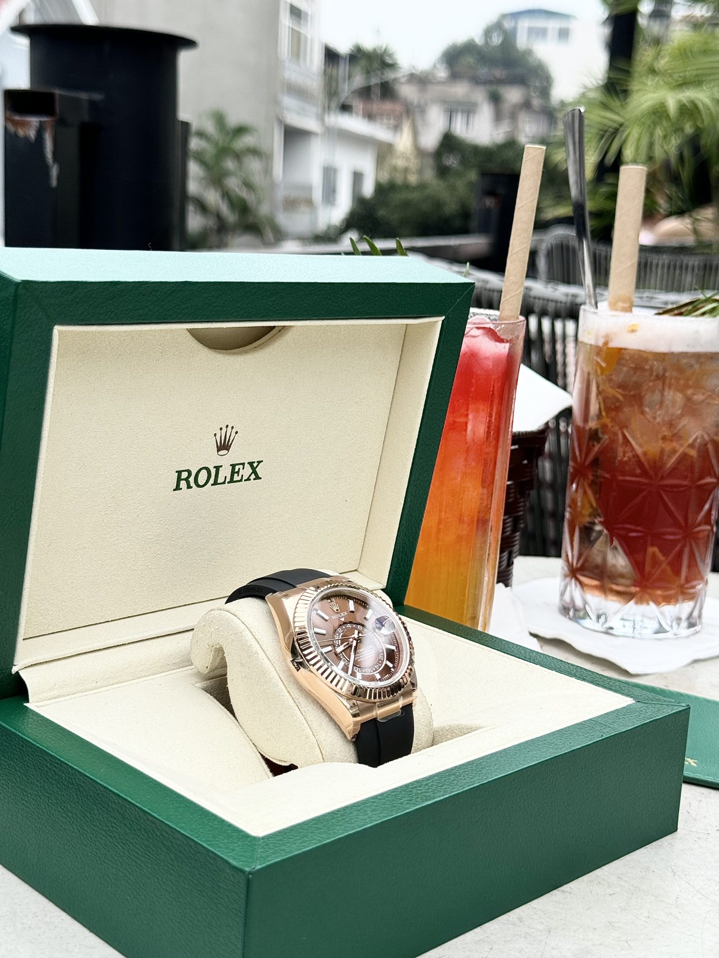 Rolex Replica Watch Sky-Dweller 336235 Chocolate Dial Rubber Strap 42mm - Soul Replicas