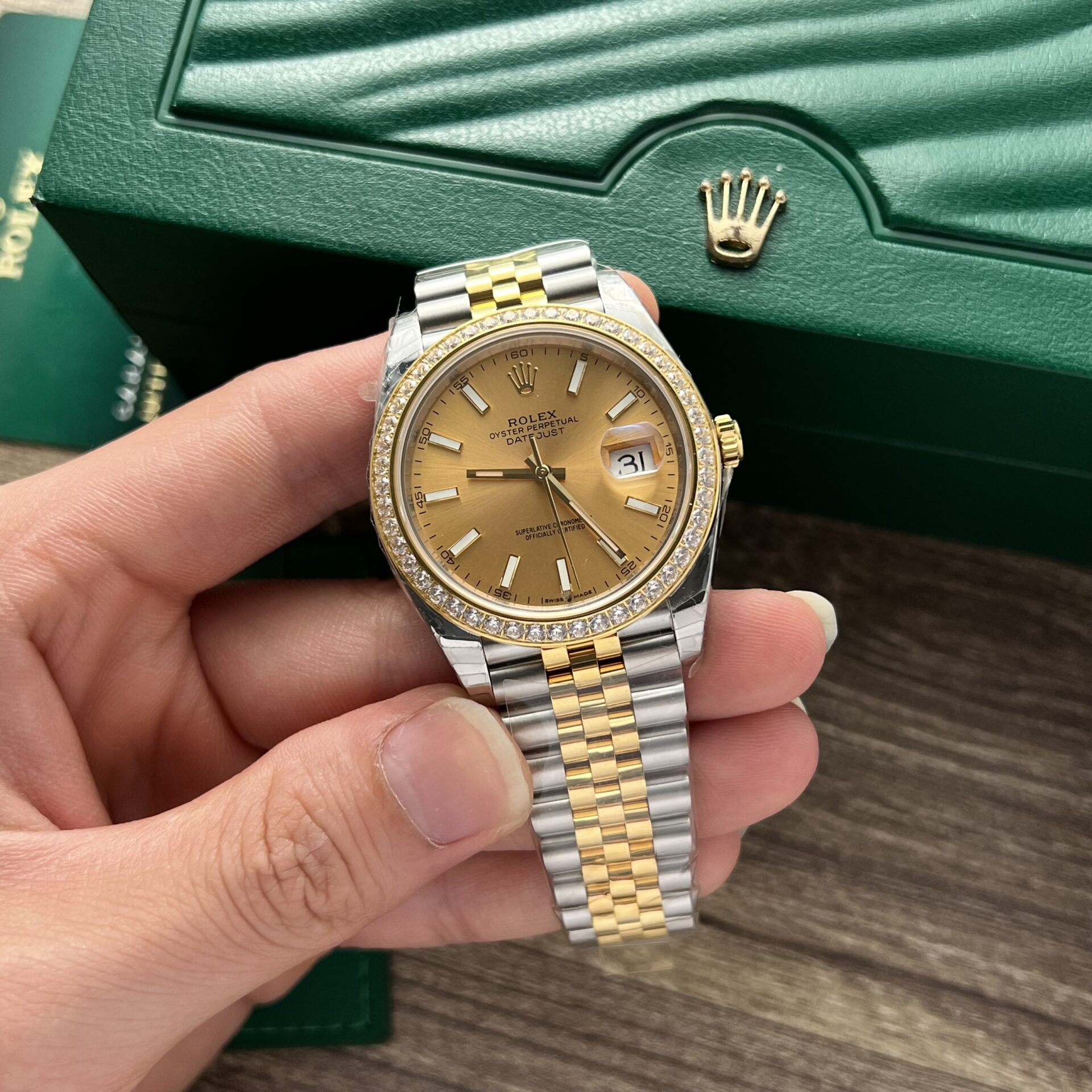Rolex DateJust Replica Watch Demi Gold Diamonds Bezel EW Factory 36-41mm - Soul Replicas
