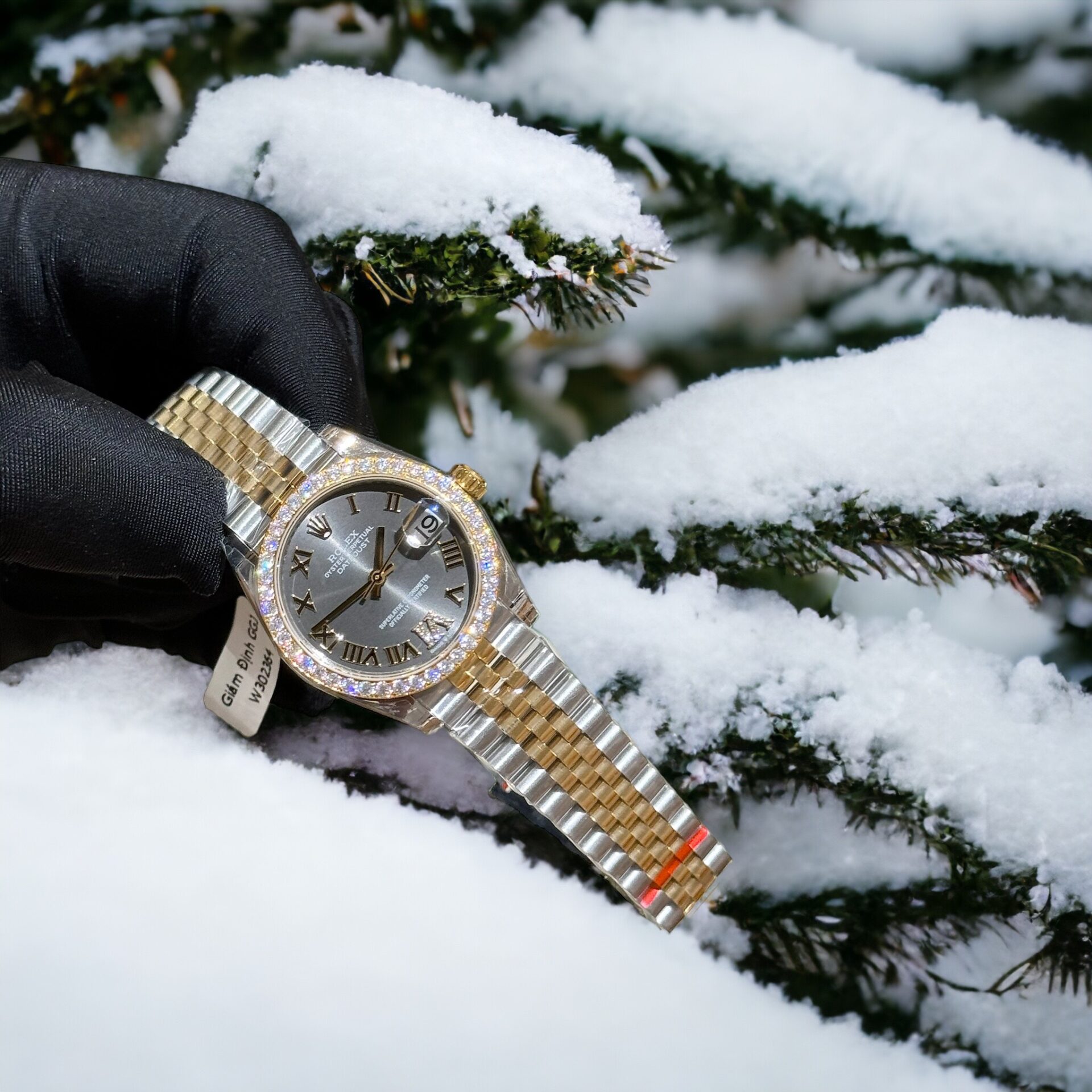 Rolex DateJust Moissanite Diamond Replica Watch Gray Dial 31mm - Soul Replicas