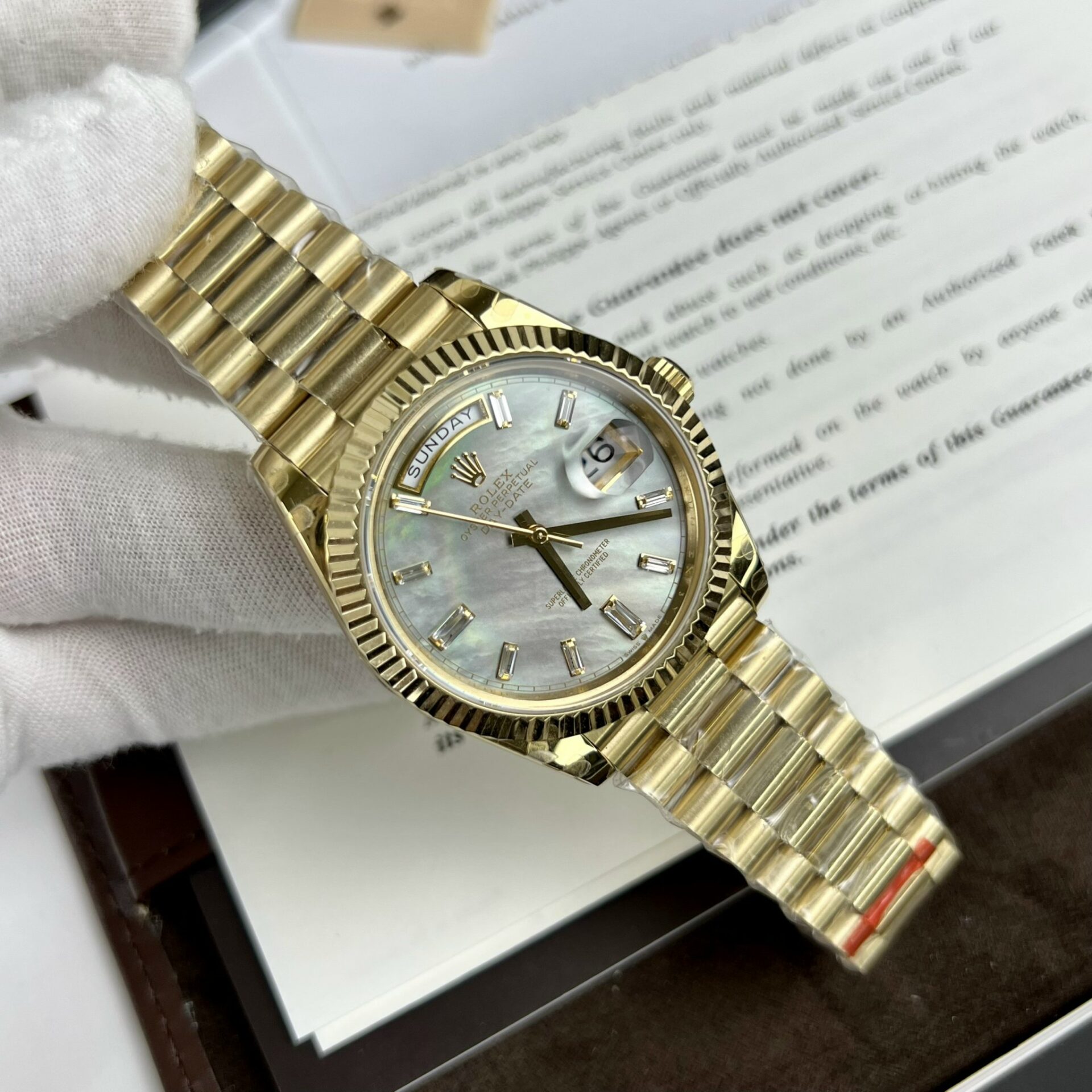 Rolex Day-Date Clone Watch Mother Of Pearl Dial TW Factory 40mm - Soul Replicas