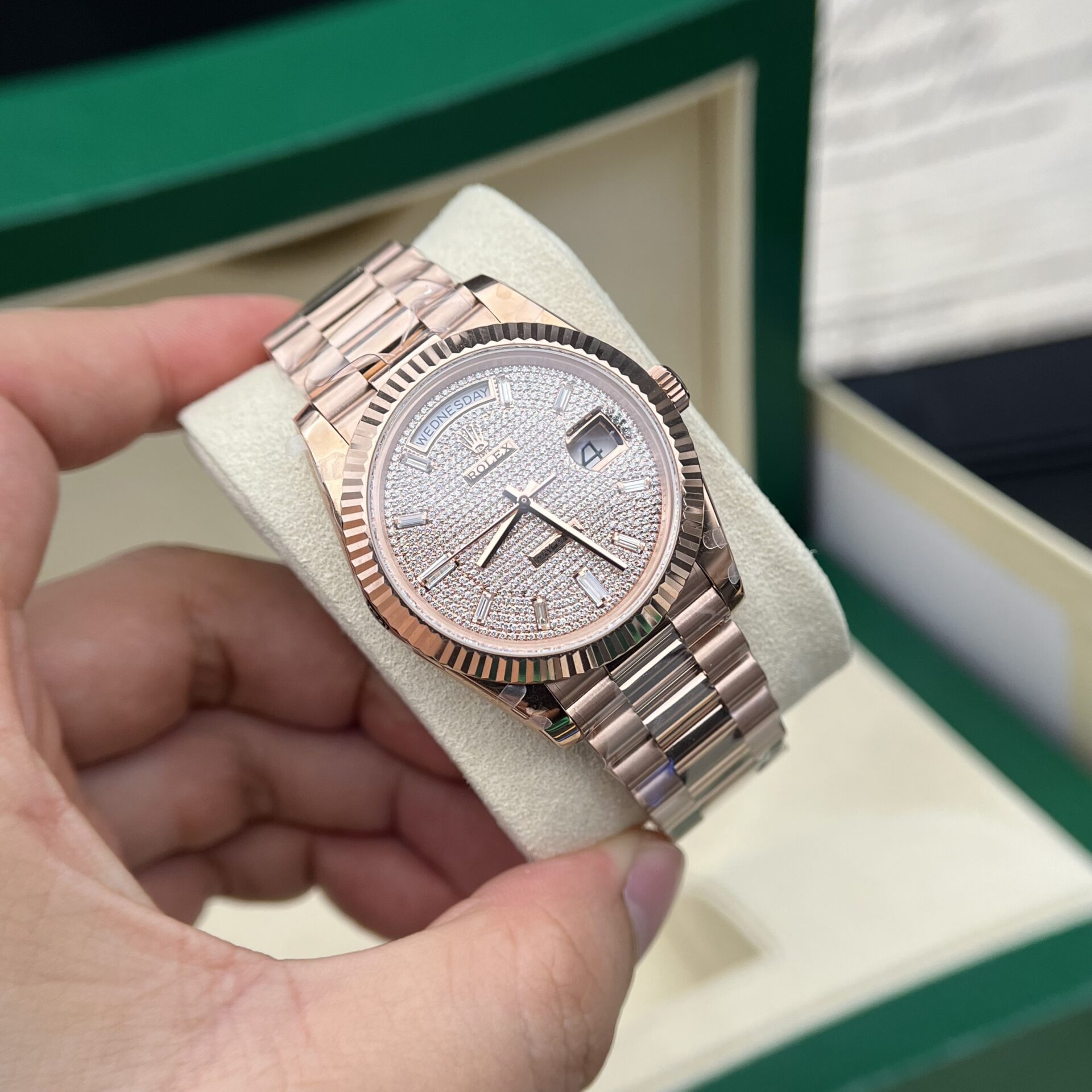 Rolex Day-Date Full Diamond Dial Replica Watch GM Factory 40mm - Soul Replicas