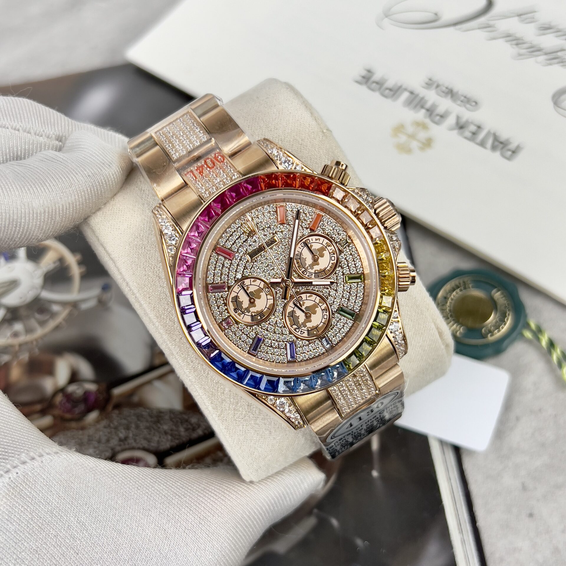 Rolex Daytona Rainbow Best Replica Watch Full Diamond 40mm - Soul Replicas
