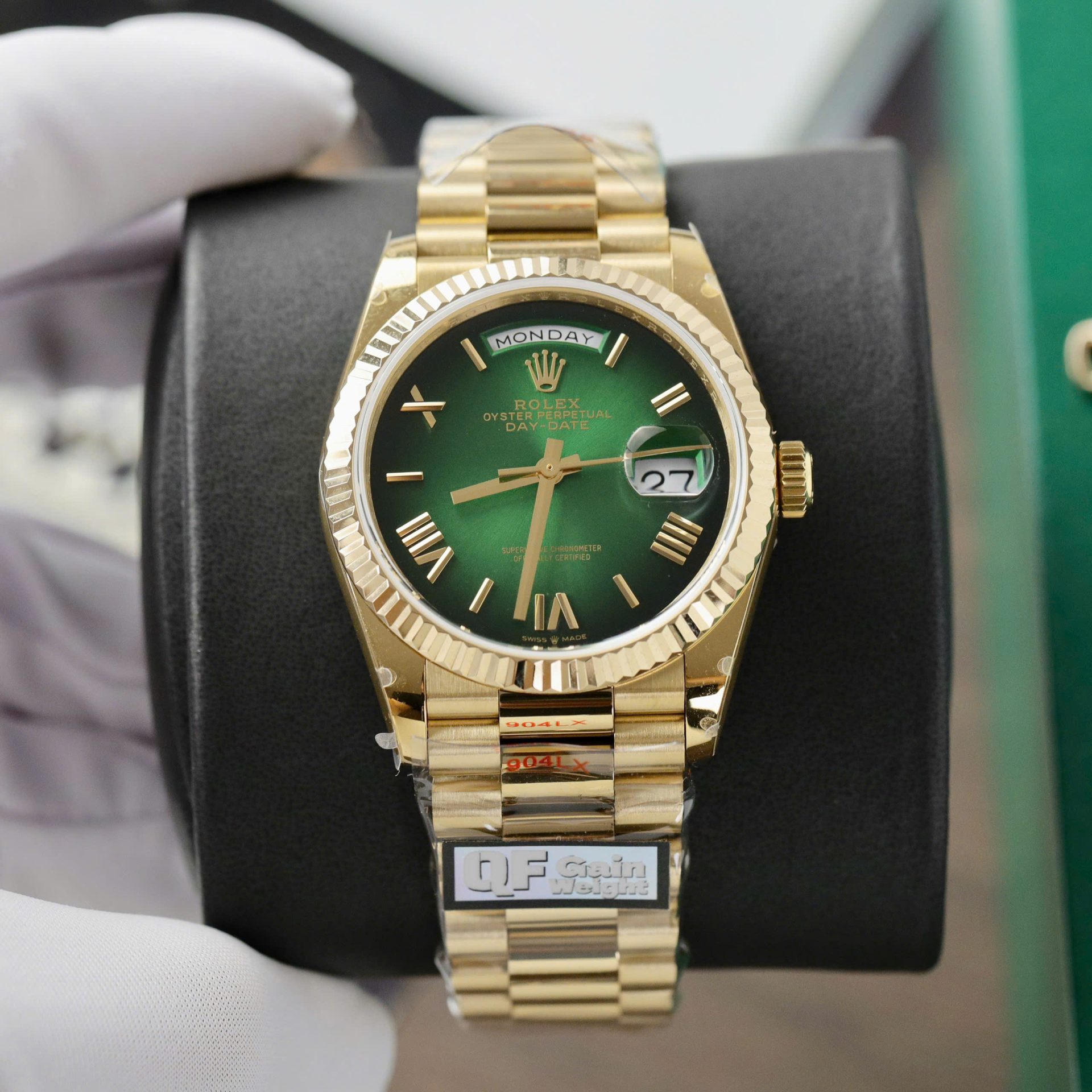Rolex Day-Date 128238 Replica Watch Green Ombre Dial Weight 158gram QF 36mm - Soul Replicas