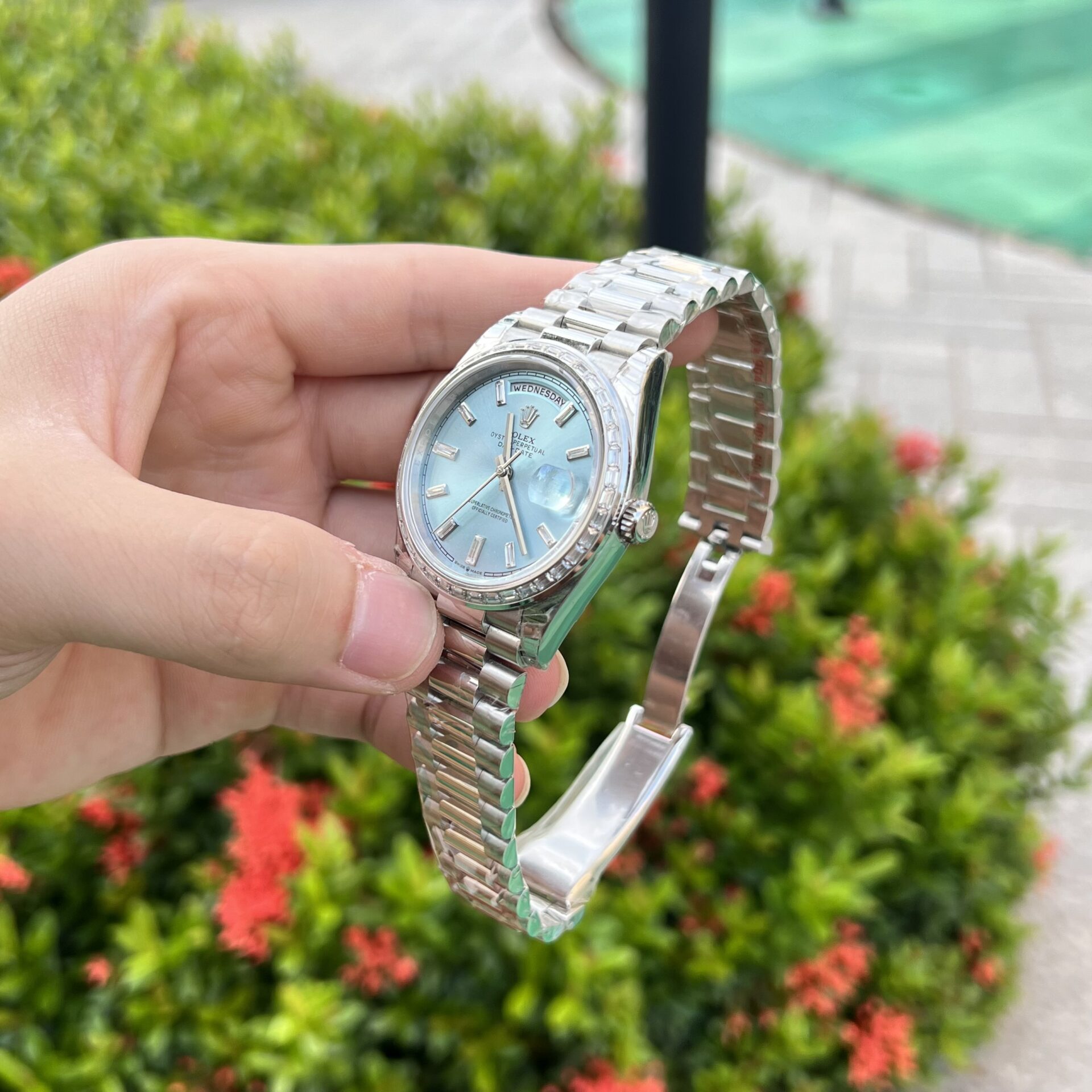 Rolex Day-Date Replica Watch Ice Blue Dial GS Factory 40mm - Soul Replicas