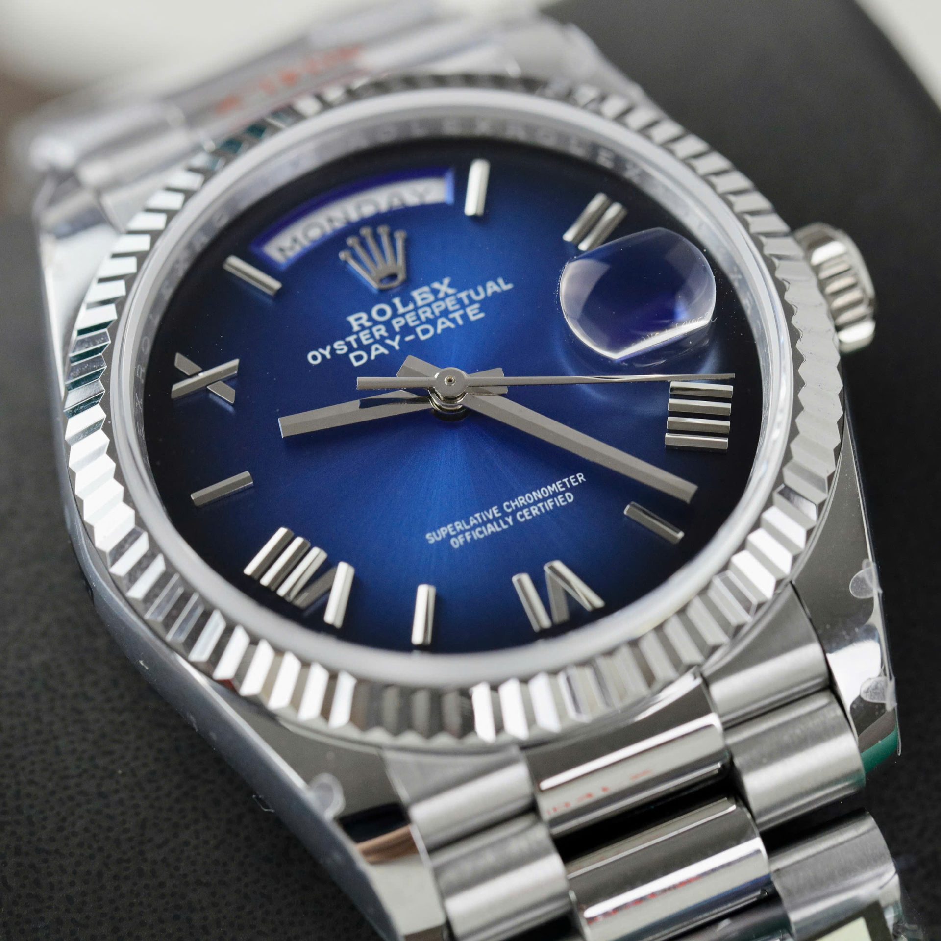 Rolex Day-Date 128236 Best Replica Watch Dial Blue Weight 158gram QF Factory 36mm - Soul Replicas