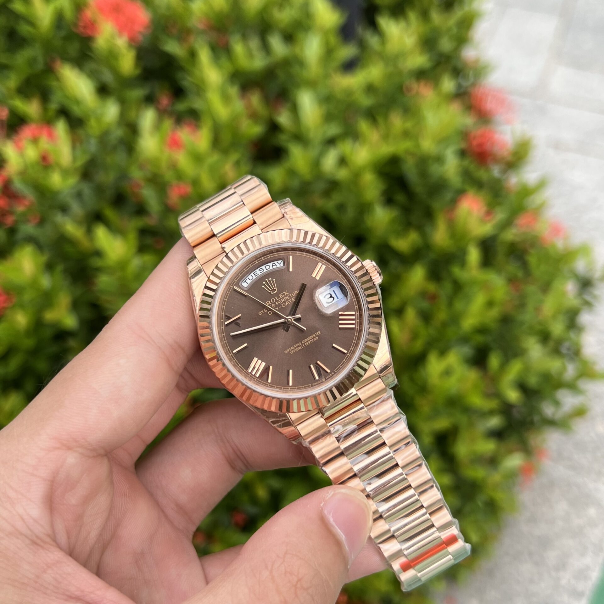 Rolex Day-Date Replica 1:1 Watch Chocolate Dial EW Factory 40mm - Soul Replicas