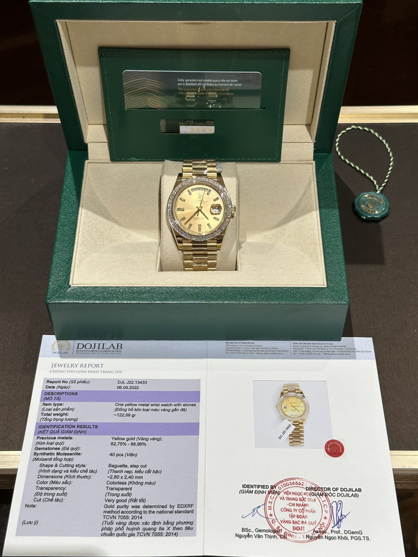 Rolex Day-Date Replica Watch Gold Wrapped Moissanite Baguette Diamond 40mm - Soul Replicas