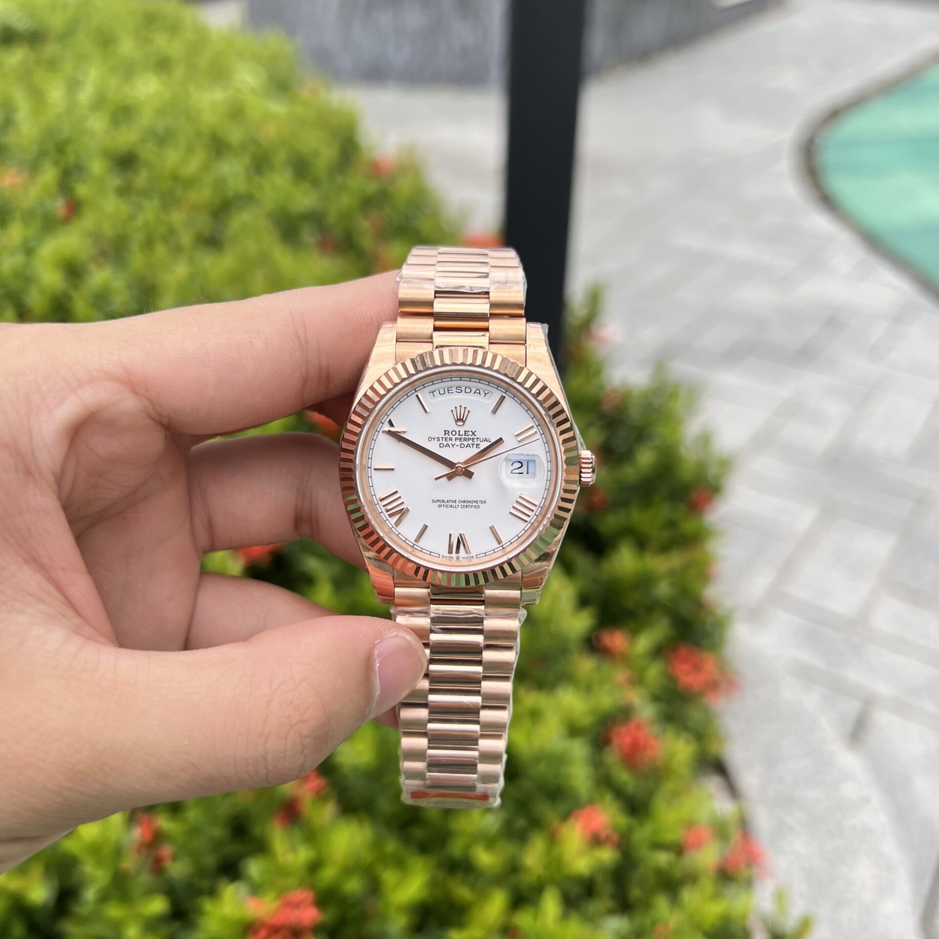 Rolex Day-Date Rose Gold Best Replica Watch White Dial 40mm - Soul Replicas
